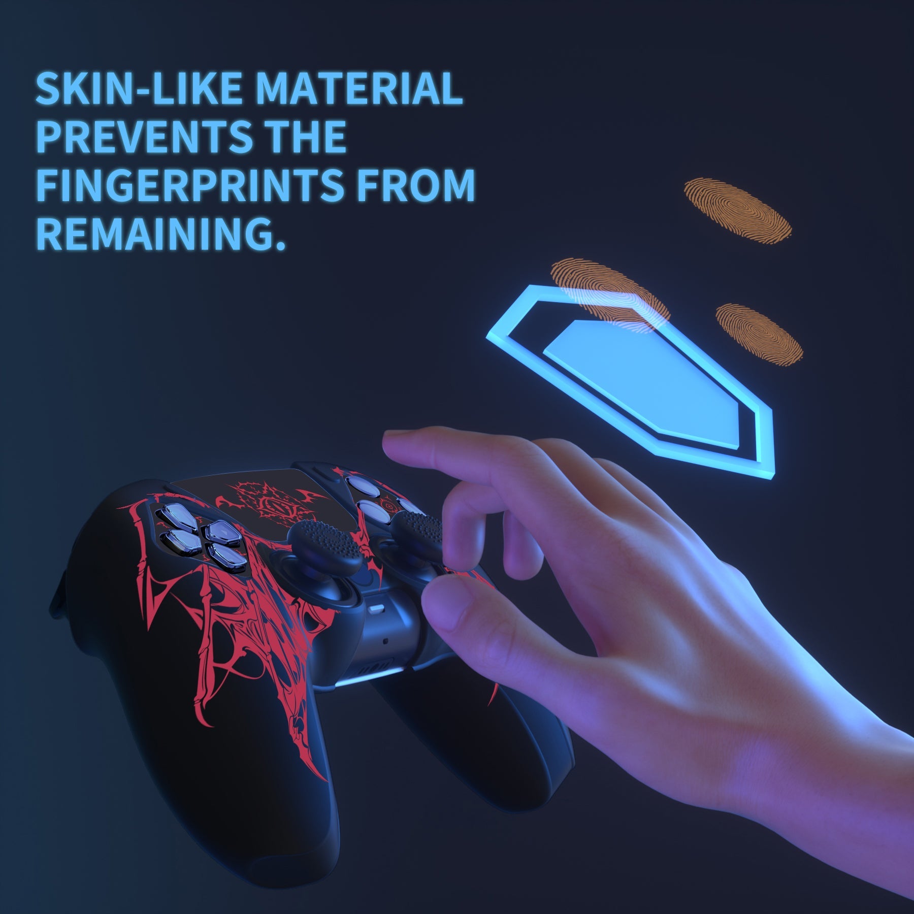 PlayVital Pure Series Silicone Controller Grip Case for PS5 Controller with 6 Thumb Grip & Sticker,  Anti-Slip Skin Cover for PS5 Controller Fit with Charging Station - Wings Sigil Red PlayVital