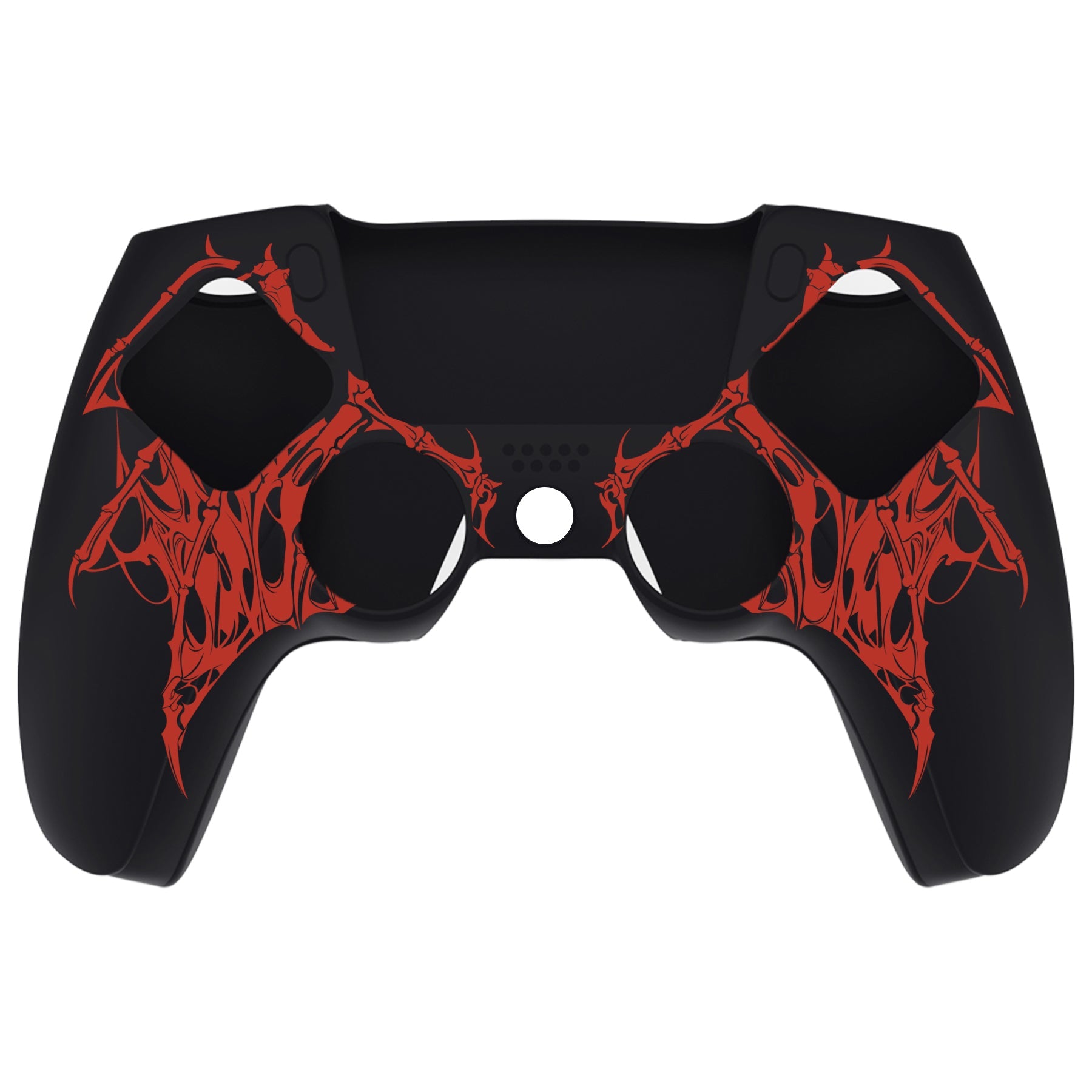 PlayVital Pure Series Silicone Controller Grip Case for PS5 Controller with 6 Thumb Grip & Sticker,  Anti-Slip Skin Cover for PS5 Controller Fit with Charging Station - Wings Sigil Red PlayVital