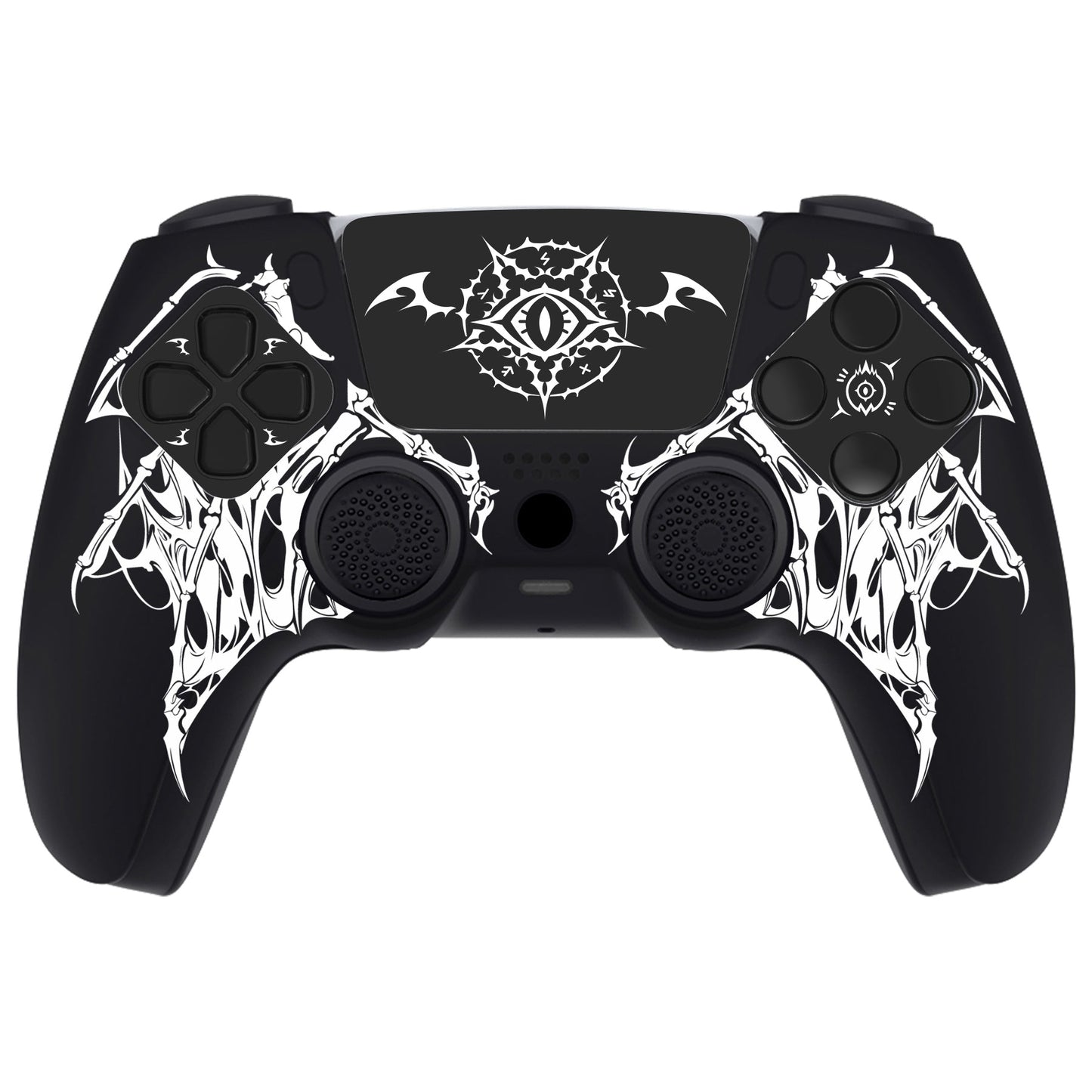 PlayVital Pure Series Silicone Controller Grip Case for PS5 Controller with 6 Thumb Grip & Sticker,  Anti-Slip Skin Cover for PS5 Controller Fit with Charging Station - Wings Sigil White PlayVital