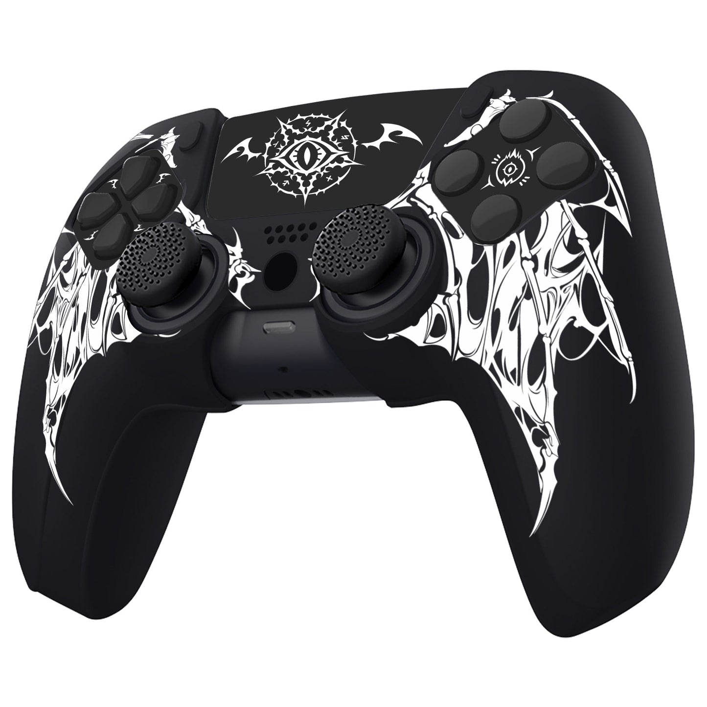 PlayVital Pure Series Silicone Controller Grip Case for PS5 Controller with 6 Thumb Grip & Sticker,  Anti-Slip Skin Cover for PS5 Controller Fit with Charging Station - Wings Sigil White PlayVital