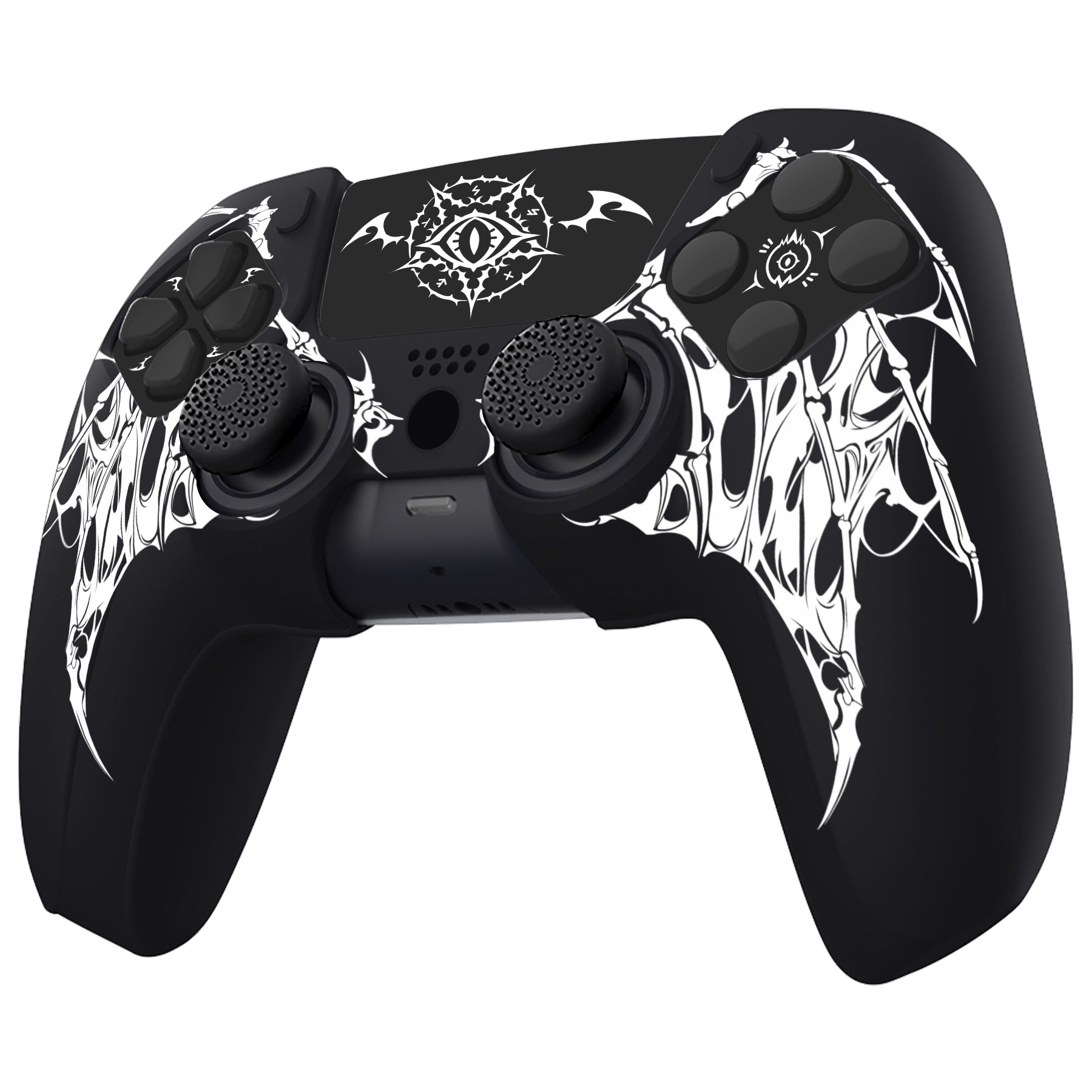 PlayVital Pure Series Silicone Controller Grip Case for PS5 Controller with 6 Thumb Grip & Sticker,  Anti-Slip Skin Cover for PS5 Controller Fit with Charging Station - Wings Sigil White PlayVital