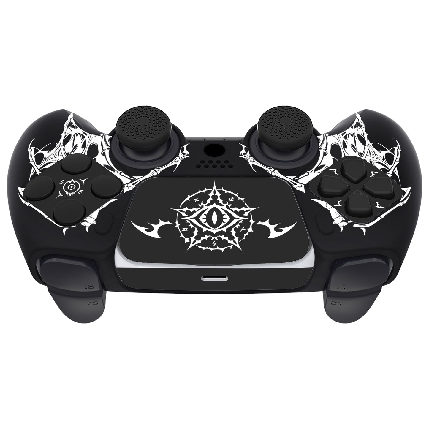 PlayVital Pure Series Silicone Controller Grip Case for PS5 Controller with 6 Thumb Grip & Sticker,  Anti-Slip Skin Cover for PS5 Controller Fit with Charging Station - Wings Sigil White PlayVital