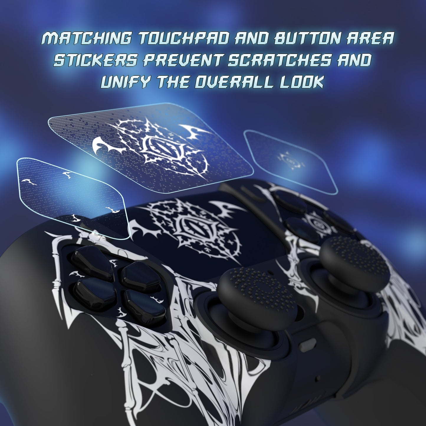 PlayVital Pure Series Silicone Controller Grip Case for PS5 Controller with 6 Thumb Grip & Sticker,  Anti-Slip Skin Cover for PS5 Controller Fit with Charging Station - Wings Sigil White PlayVital