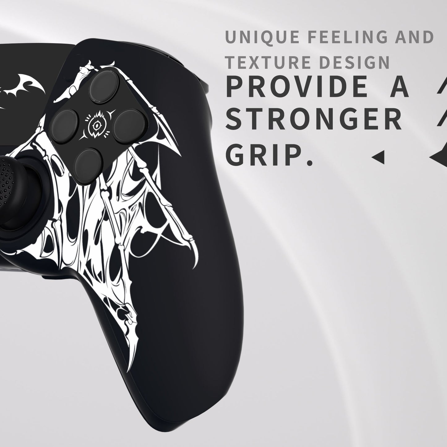 PlayVital Pure Series Silicone Controller Grip Case for PS5 Controller with 6 Thumb Grip & Sticker,  Anti-Slip Skin Cover for PS5 Controller Fit with Charging Station - Wings Sigil White PlayVital