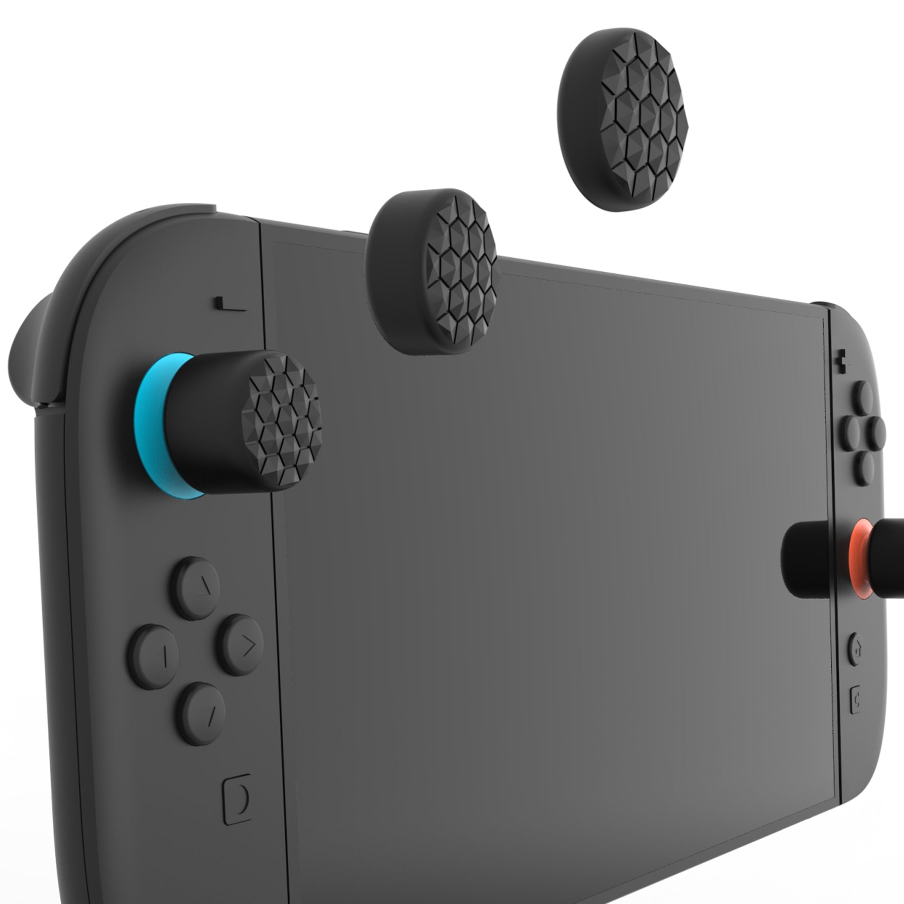PlayVital QUANTUM Pro Ergonomic Thumbstick Grips for Nintendo Switch 2 (2025) with 3 Height Convex and Concave - Diamond Grain & Crack Bomb Design - Black PlayVital