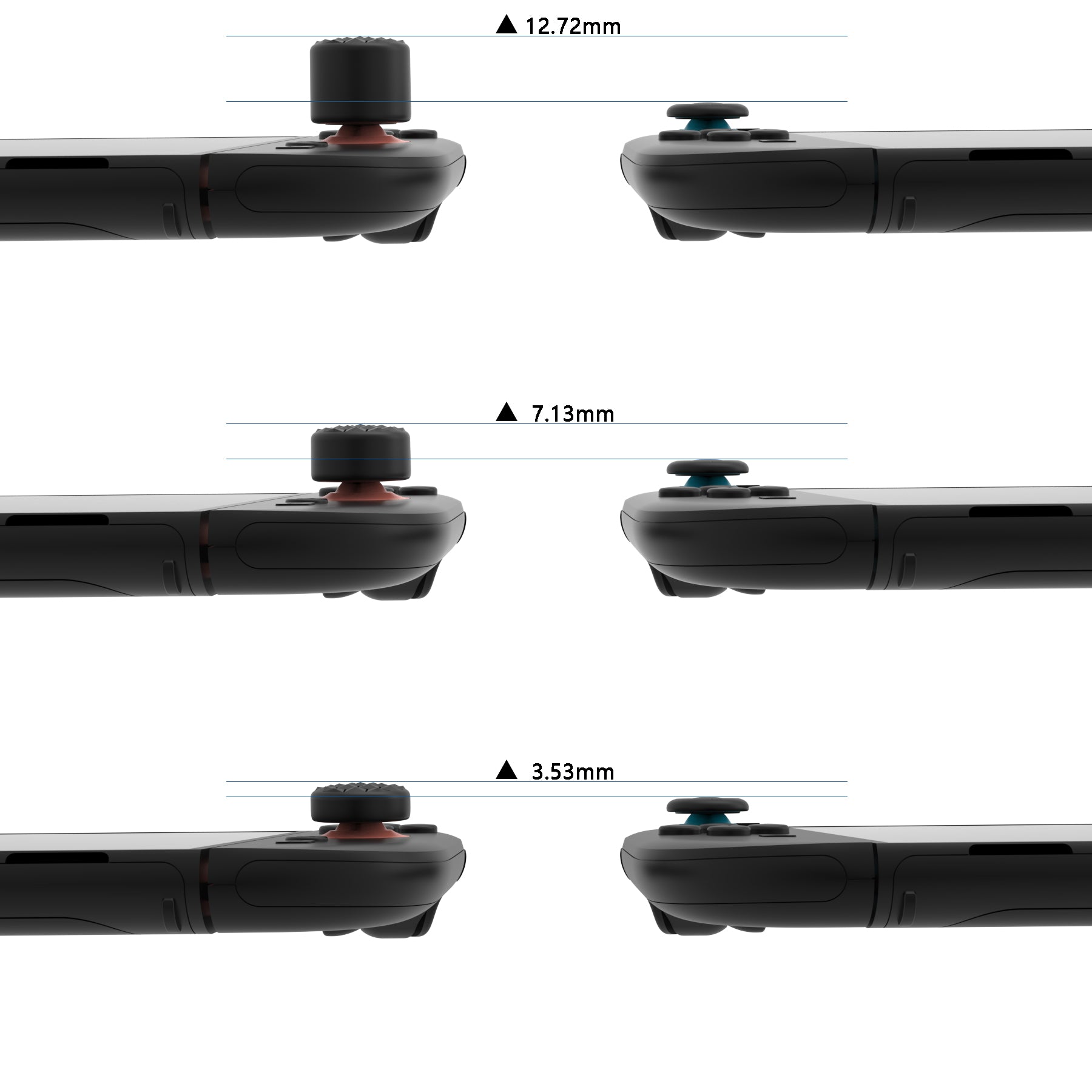 PlayVital QUANTUM Pro Ergonomic Thumbstick Grips for Nintendo Switch 2 (2025) with 3 Height Convex and Concave - Diamond Grain & Crack Bomb Design - Black PlayVital