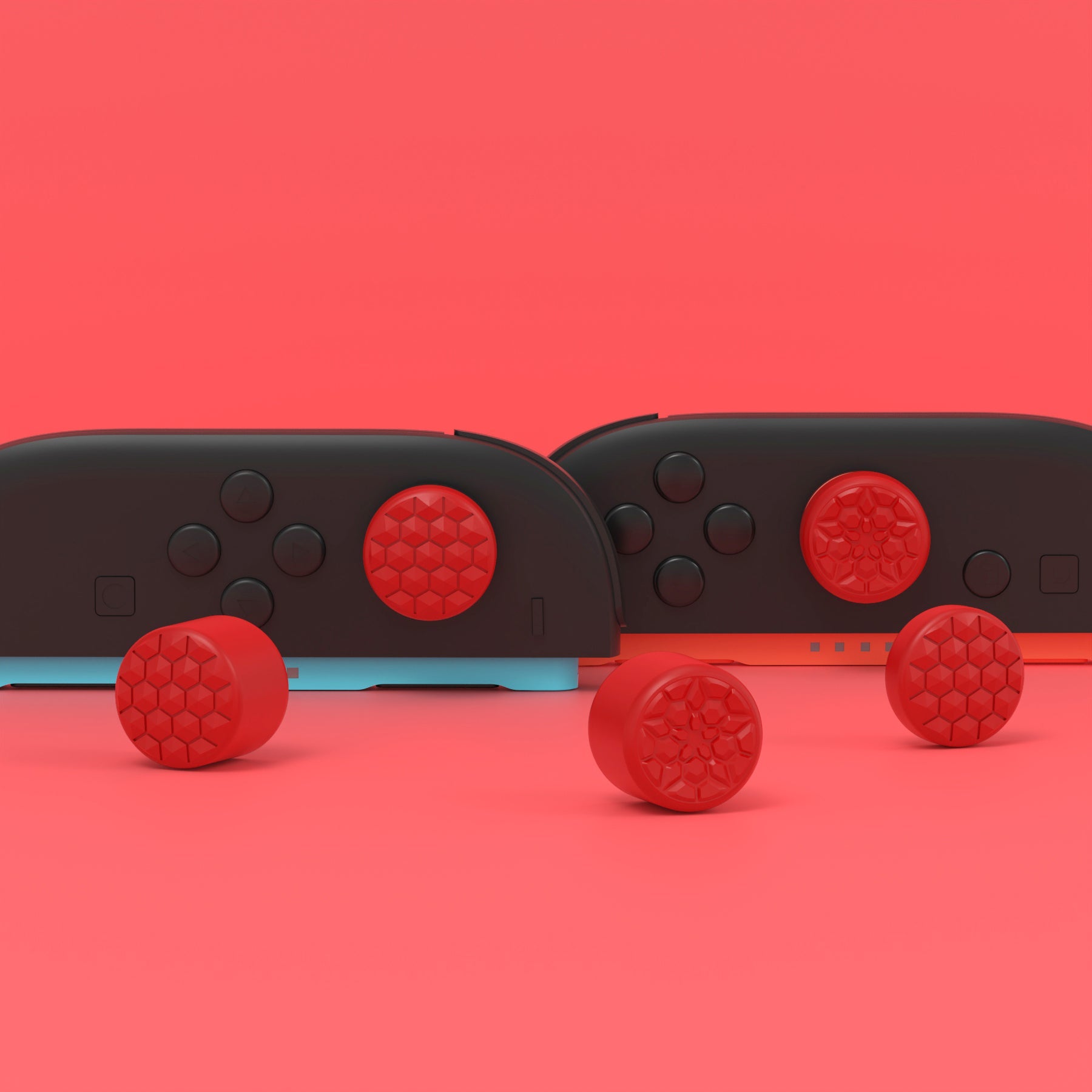 PlayVital QUANTUM Pro Ergonomic Thumbstick Grips for Nintendo Switch 2 (2025) with 3 Height Convex and Concave - Diamond Grain & Crack Bomb Design - Passion Red PlayVital