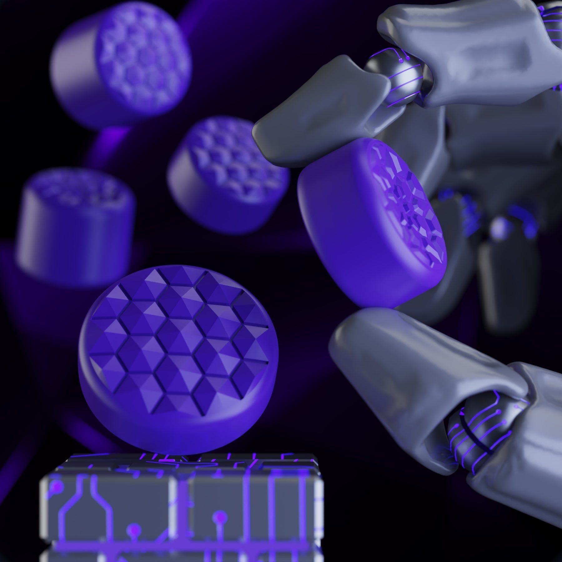 PlayVital QUANTUM Pro Ergonomic Thumbstick Grips for Nintendo Switch 2 (2025) with 3 Height Convex and Concave - Diamond Grain & Crack Bomb Design - Purple PlayVital
