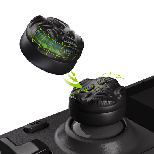 PlayVital Raindrop Texture Design Thumb Cushion Caps Thumb Grips for Steam Deck LCD & OLED (4-Pack), Height-Boost Joystick Cover with Anti-Slip Texture for Steam Deck Accessories - Black PlayVital