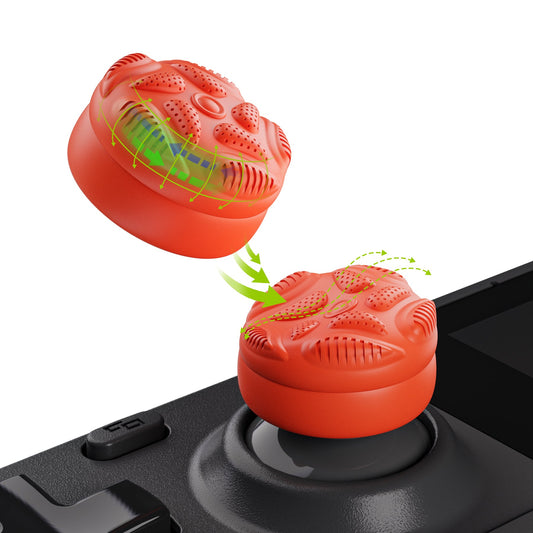 PlayVital Raindrop Texture Design Thumb Cushion Caps Thumb Grips for Steam Deck LCD & OLED (4-Pack), Height-Boost Joystick Cover with Anti-Slip Texture for Steam Deck Accessories - Orange PlayVital