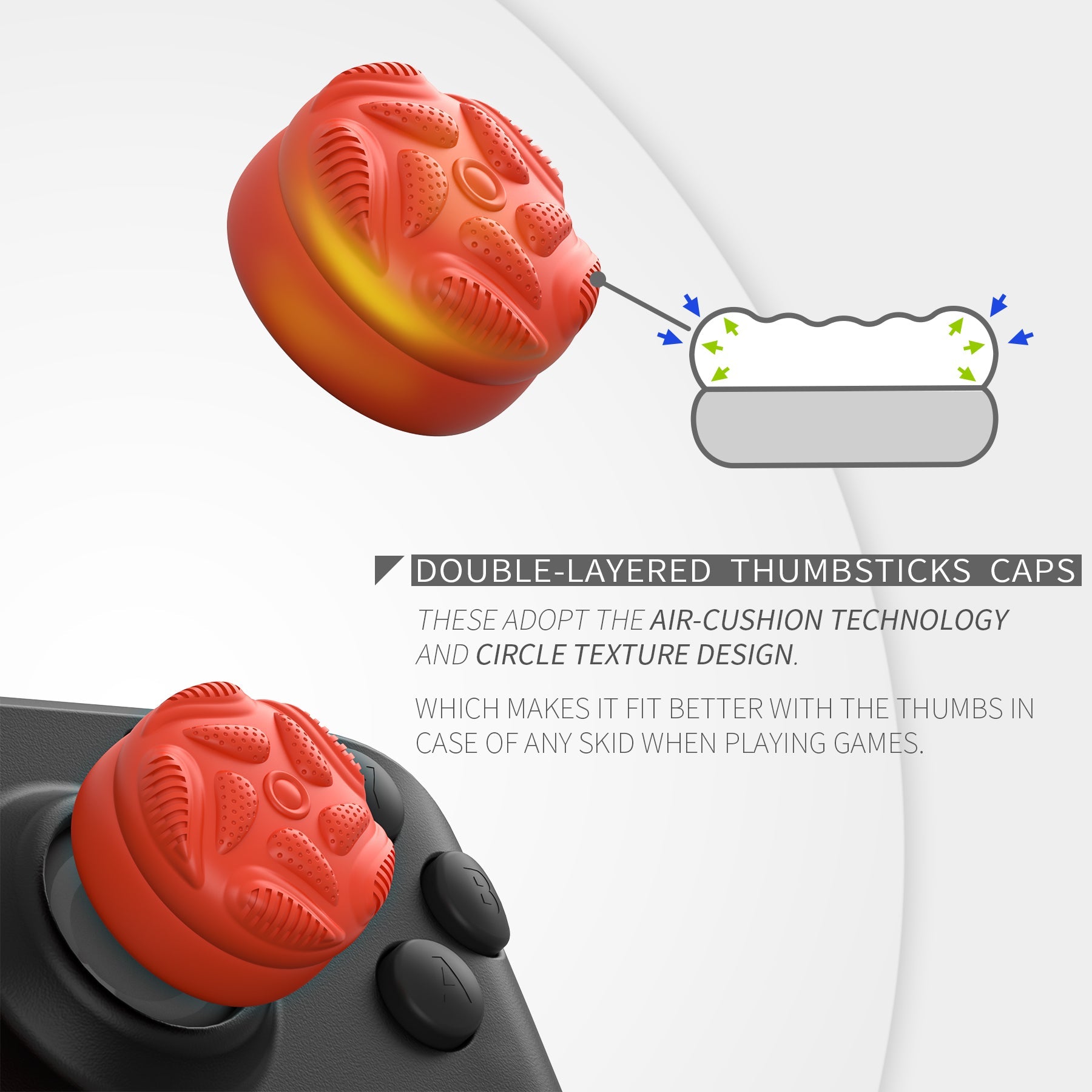 PlayVital Raindrop Texture Design Thumb Cushion Caps Thumb Grips for Steam Deck LCD & OLED (4-Pack), Height-Boost Joystick Cover with Anti-Slip Texture for Steam Deck Accessories - Orange PlayVital
