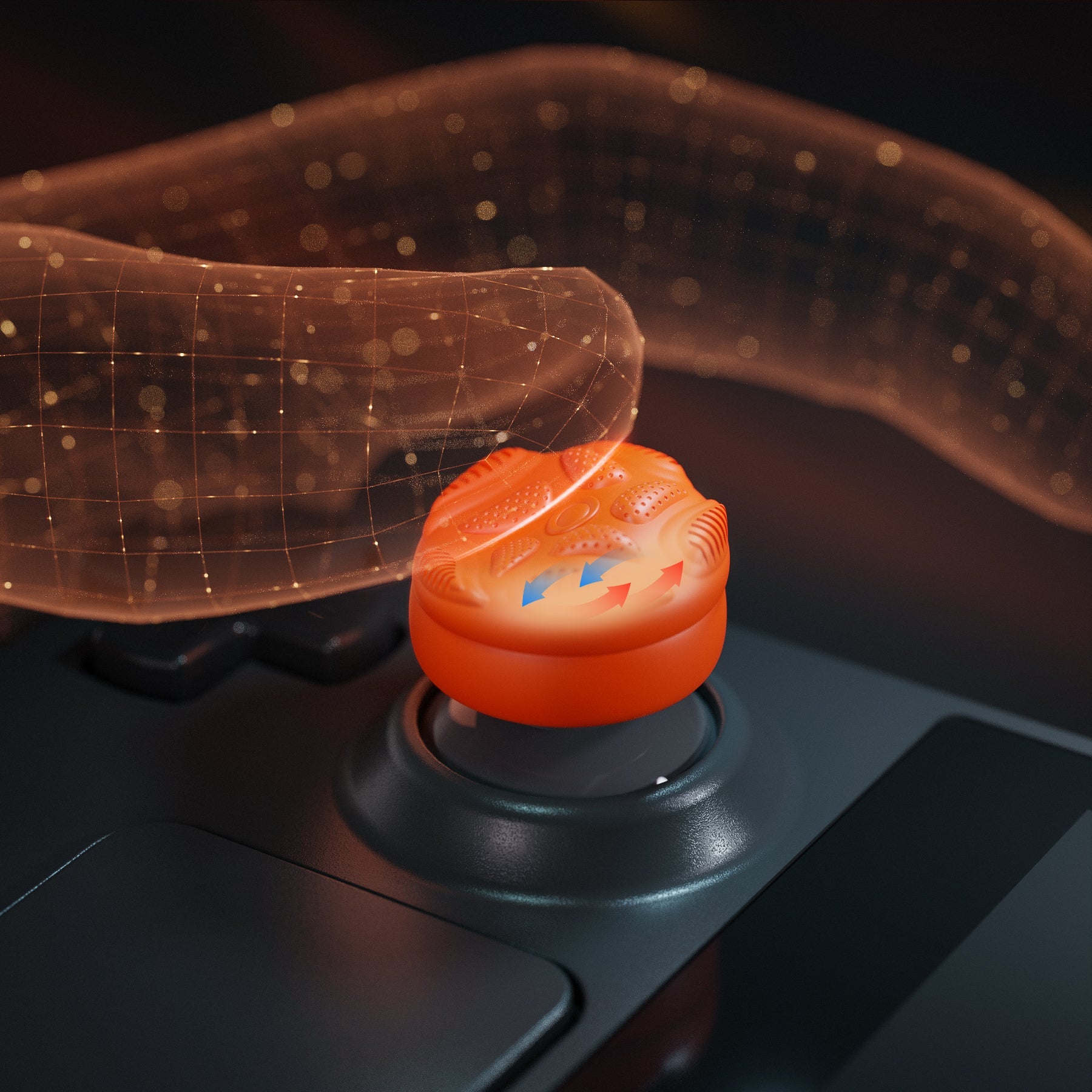 PlayVital Raindrop Texture Design Thumb Cushion Caps Thumb Grips for Steam Deck LCD & OLED (4-Pack), Height-Boost Joystick Cover with Anti-Slip Texture for Steam Deck Accessories - Orange PlayVital