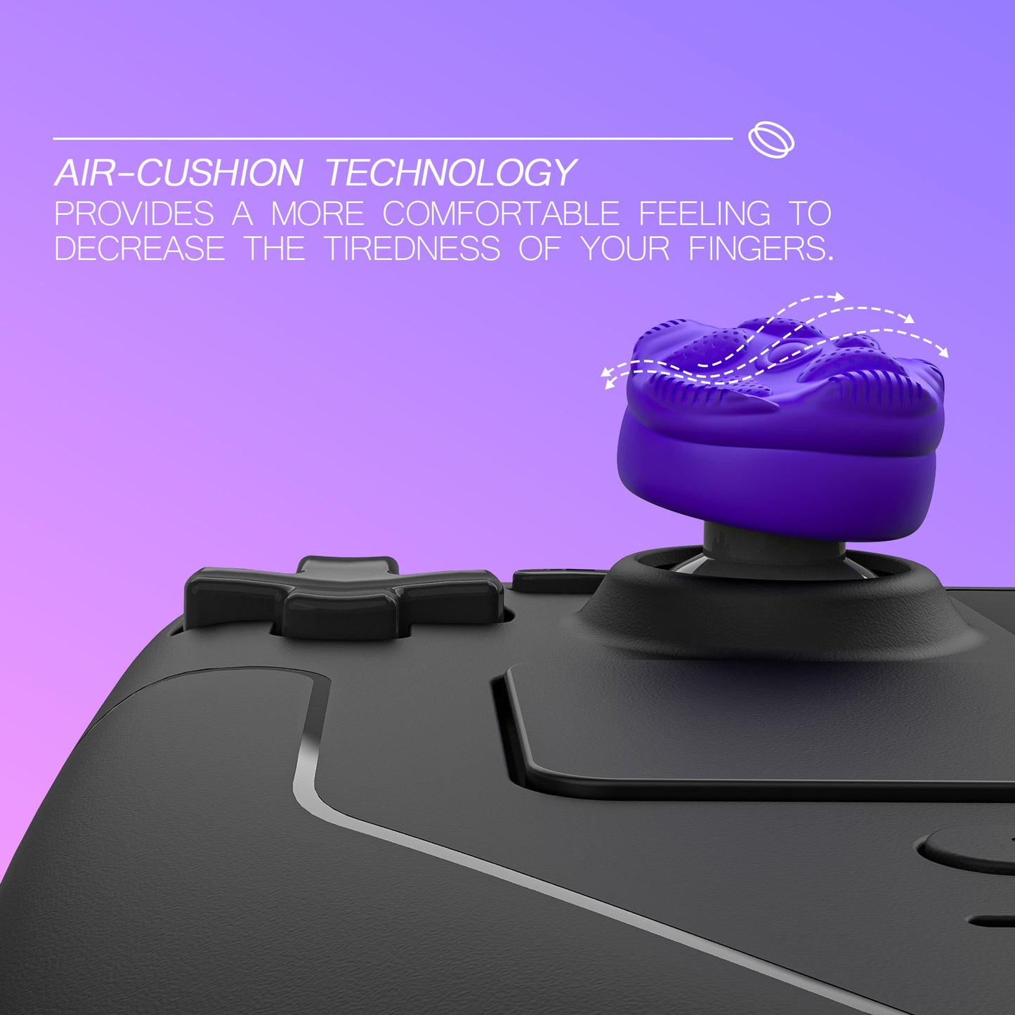 PlayVital Raindrop Texture Design Thumb Cushion Caps Thumb Grips for Steam Deck LCD & OLED (4-Pack), Height-Boost Joystick Cover with Anti-Slip Texture for Steam Deck Accessories - Purple PlayVital