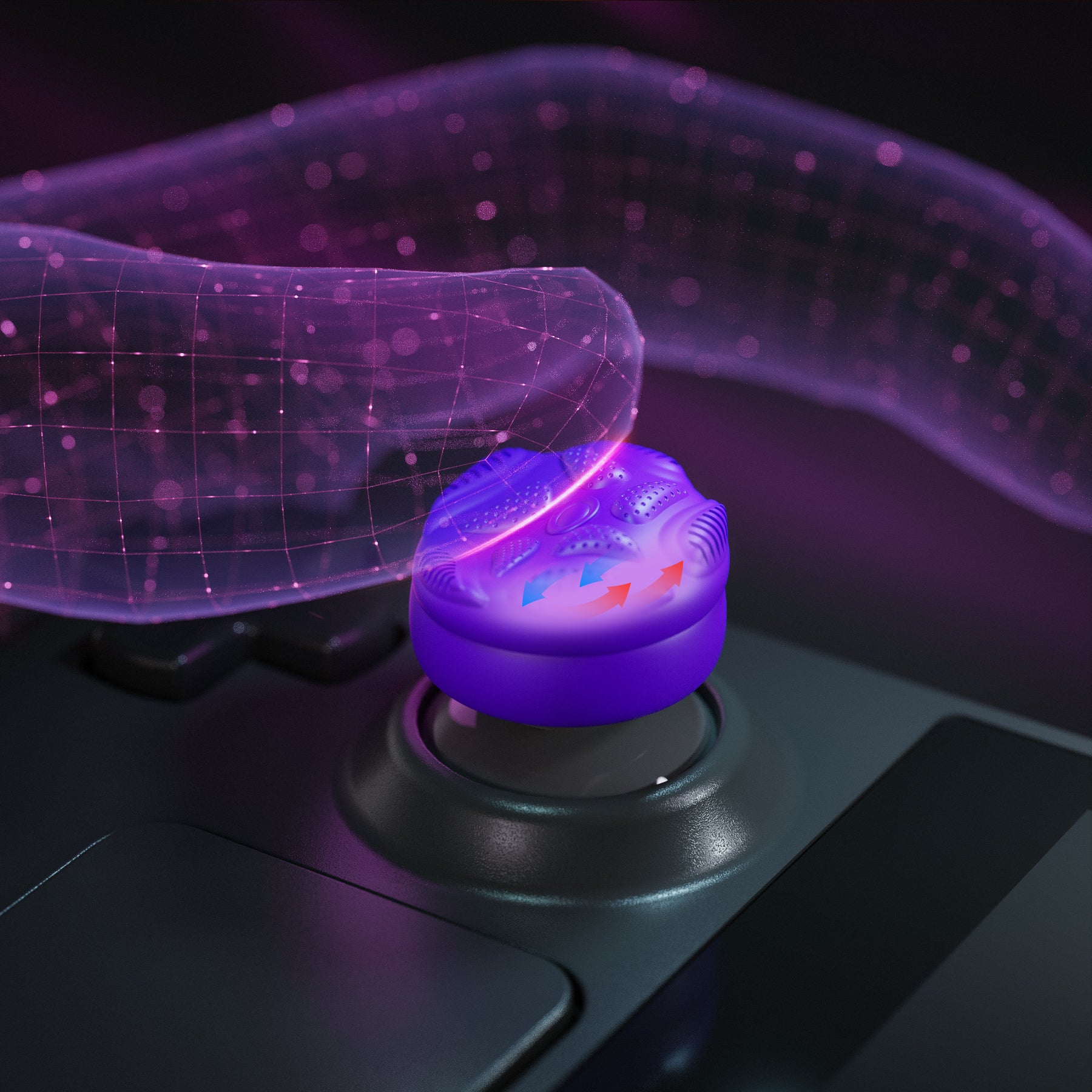 PlayVital Raindrop Texture Design Thumb Cushion Caps Thumb Grips for Steam Deck LCD & OLED (4-Pack), Height-Boost Joystick Cover with Anti-Slip Texture for Steam Deck Accessories - Purple PlayVital