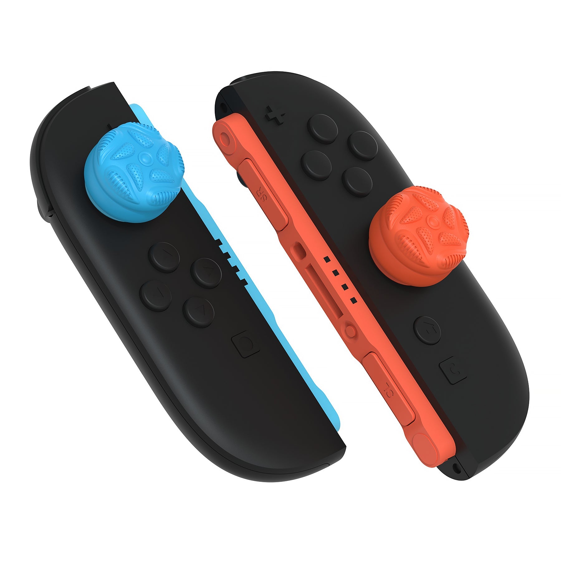 PlayVital Raindrop Texture Design Thumbs Cushion Caps Thumb Grips (4-Pack) for Switch 2, Anti-Slip Raindrop Texture Design Silicone Joystick Grip Cover for Nintendo Switch 2 Joycon - Blue & Orange PlayVital