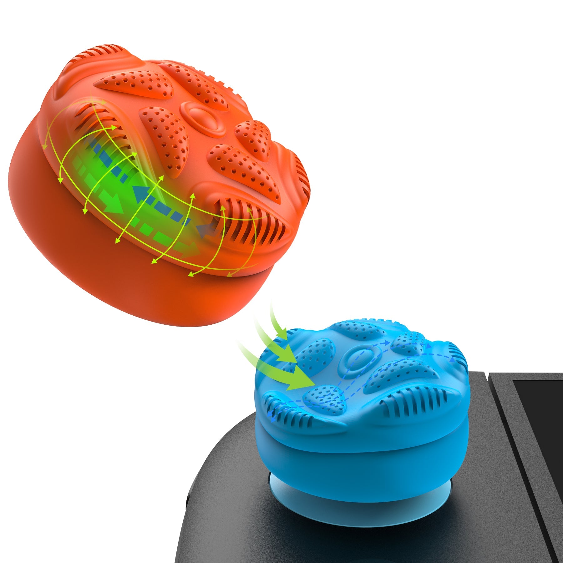 PlayVital Raindrop Texture Design Thumbs Cushion Caps Thumb Grips (4-Pack) for Switch 2, Anti-Slip Raindrop Texture Design Silicone Joystick Grip Cover for Nintendo Switch 2 Joycon - Blue & Orange PlayVital