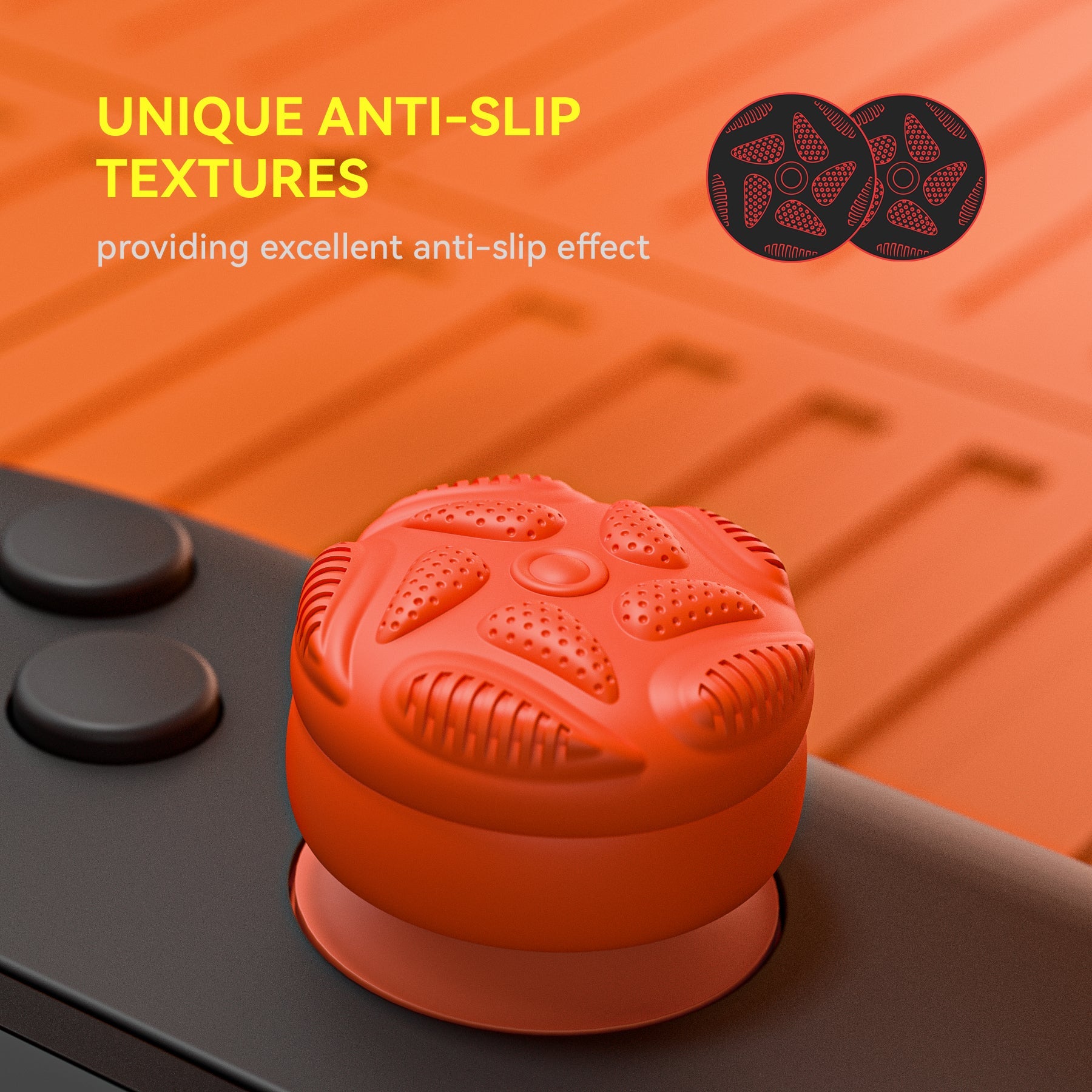 PlayVital Raindrop Texture Design Thumbs Cushion Caps Thumb Grips (4-Pack) for Switch 2, Anti-Slip Raindrop Texture Design Silicone Joystick Grip Cover for Nintendo Switch 2 Joycon - Blue & Orange PlayVital
