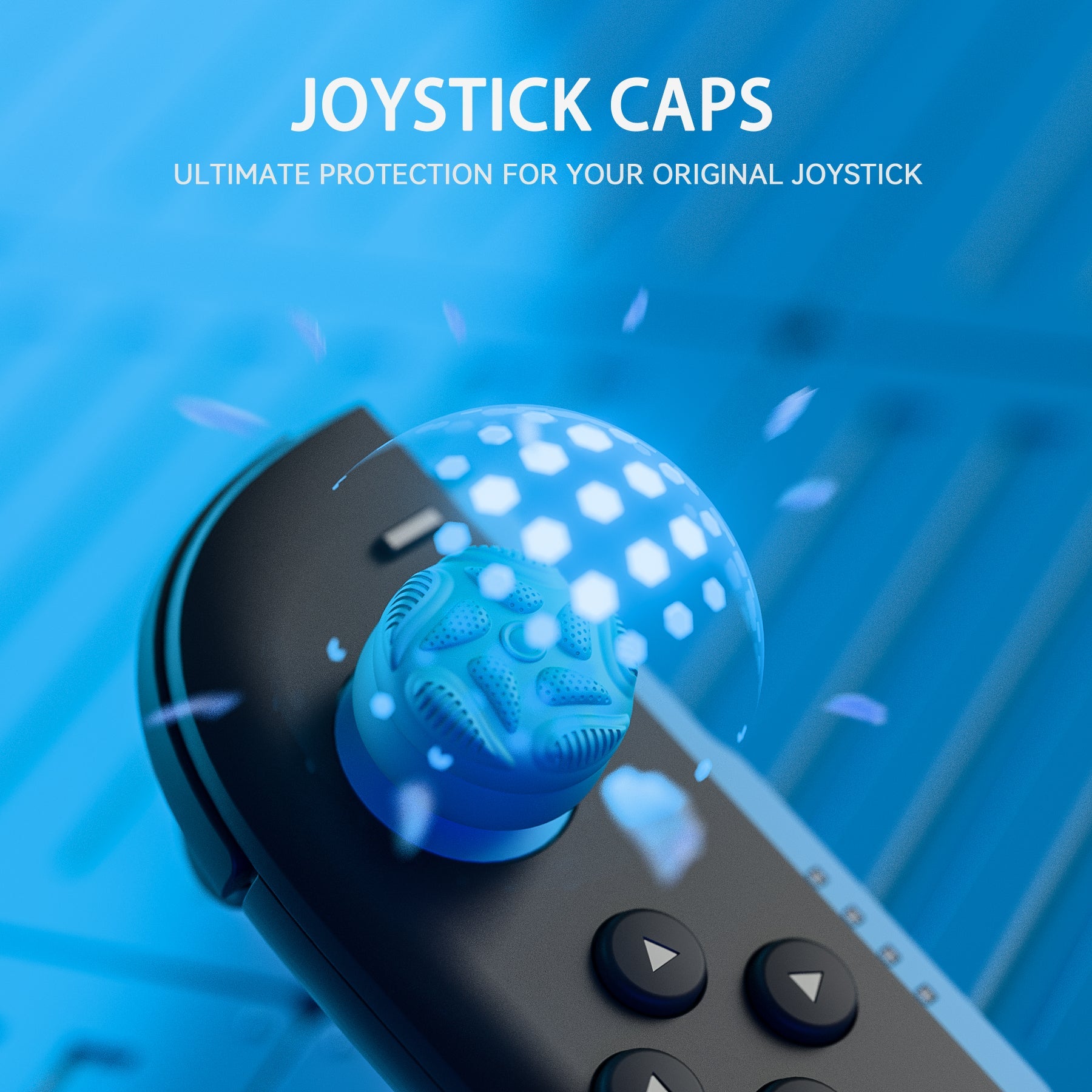 PlayVital Raindrop Texture Design Thumbs Cushion Caps Thumb Grips (4-Pack) for Switch 2, Anti-Slip Raindrop Texture Design Silicone Joystick Grip Cover for Nintendo Switch 2 Joycon - Blue & Orange PlayVital