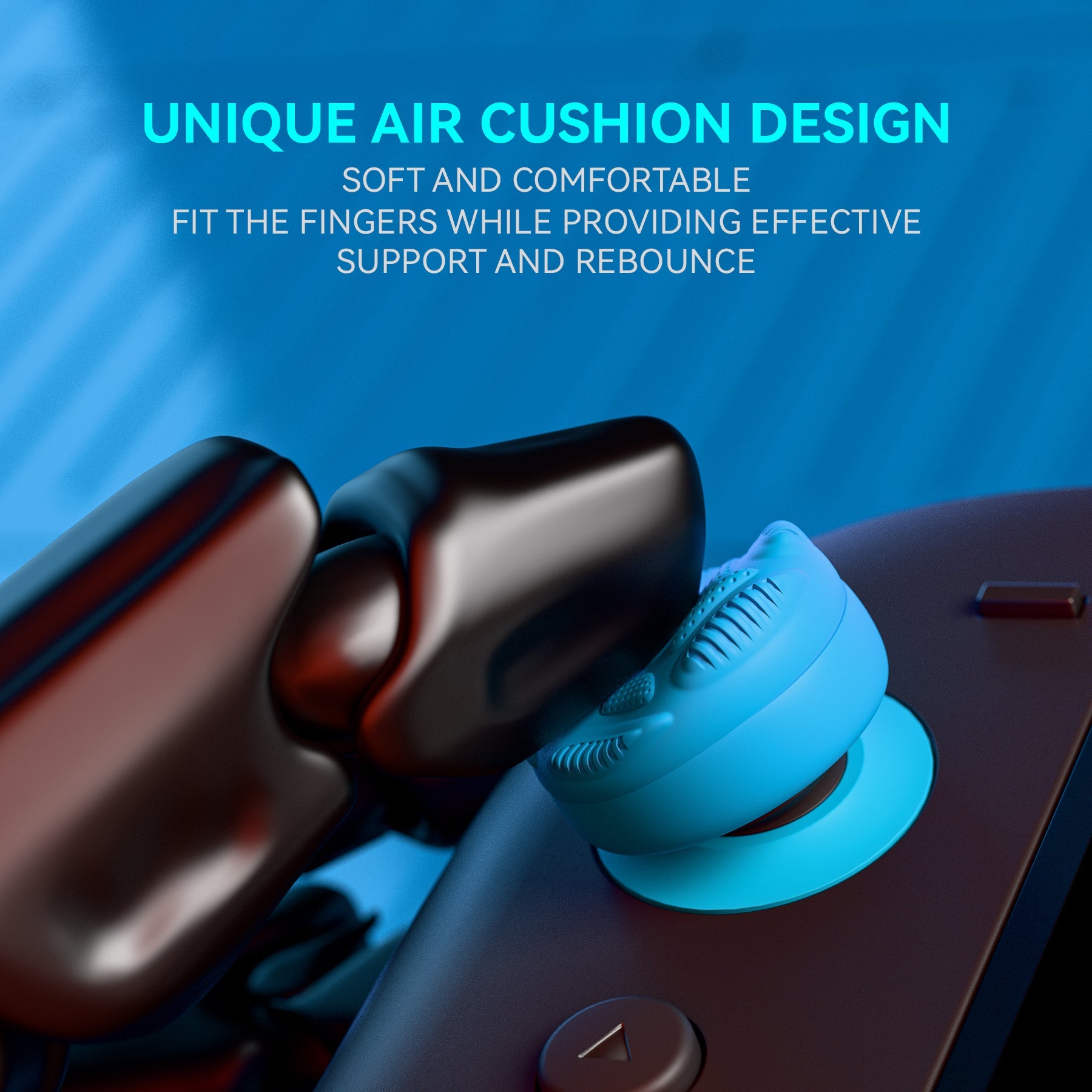 PlayVital Raindrop Texture Design Thumbs Cushion Caps Thumb Grips (4-Pack) for Switch 2, Anti-Slip Raindrop Texture Design Silicone Joystick Grip Cover for Nintendo Switch 2 Joycon - Blue & Orange PlayVital