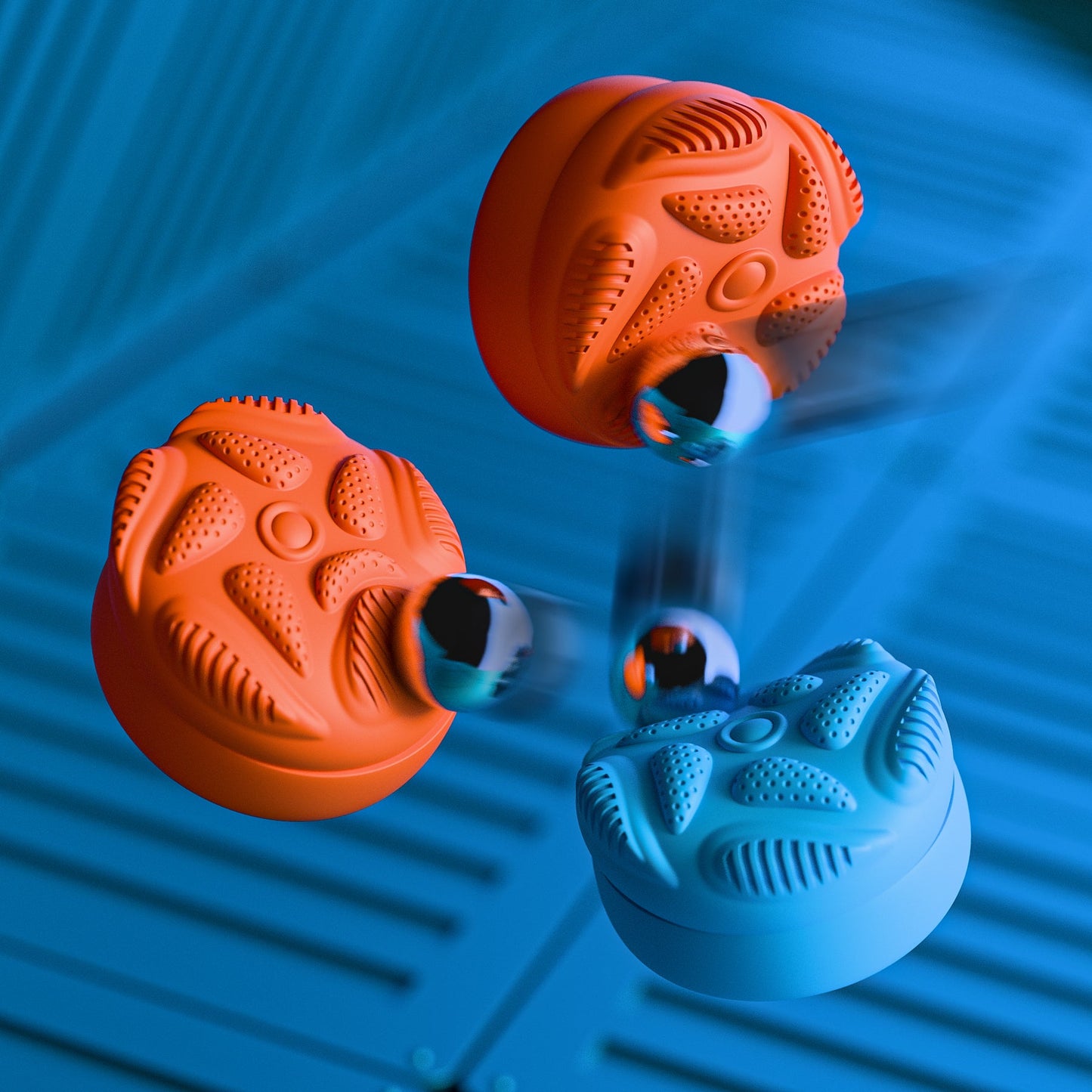 PlayVital Raindrop Texture Design Thumbs Cushion Caps Thumb Grips (4-Pack) for Switch 2, Anti-Slip Raindrop Texture Design Silicone Joystick Grip Cover for Nintendo Switch 2 Joycon - Blue & Orange PlayVital