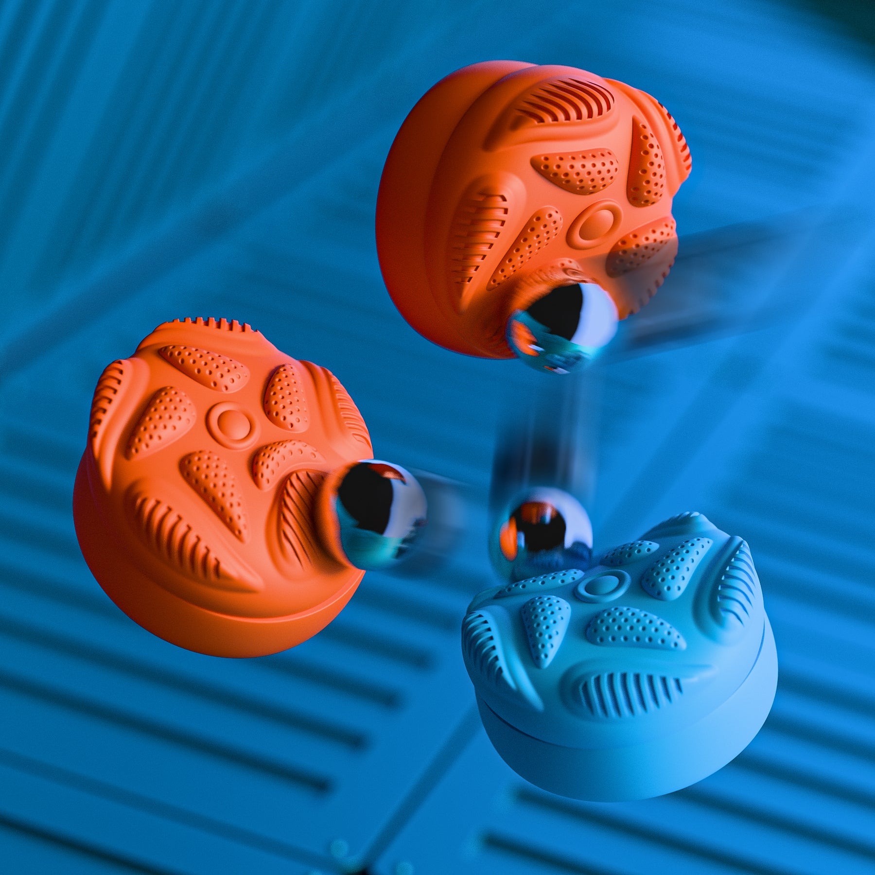 PlayVital Raindrop Texture Design Thumbs Cushion Caps Thumb Grips (4-Pack) for Switch 2, Anti-Slip Raindrop Texture Design Silicone Joystick Grip Cover for Nintendo Switch 2 Joycon - Blue & Orange PlayVital