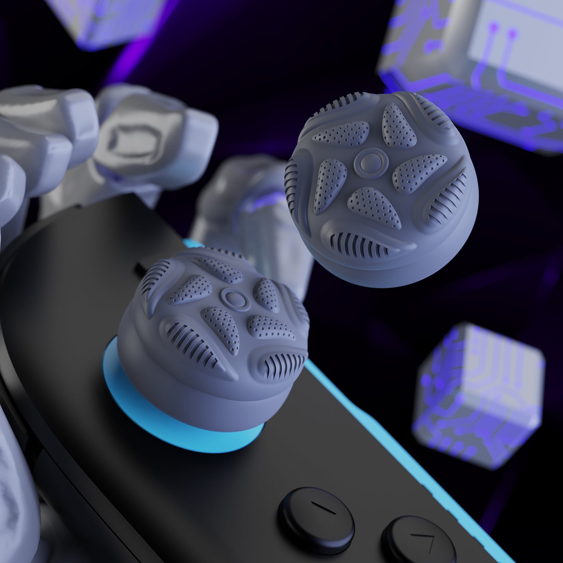 PlayVital Raindrop Texture Design Thumbs Cushion Caps Thumb Grips (4-Pack) for Switch 2, Anti-Slip Raindrop Texture Design Silicone Joystick Grip Cover for Nintendo Switch 2 Joycon - New Hope Gray PlayVital