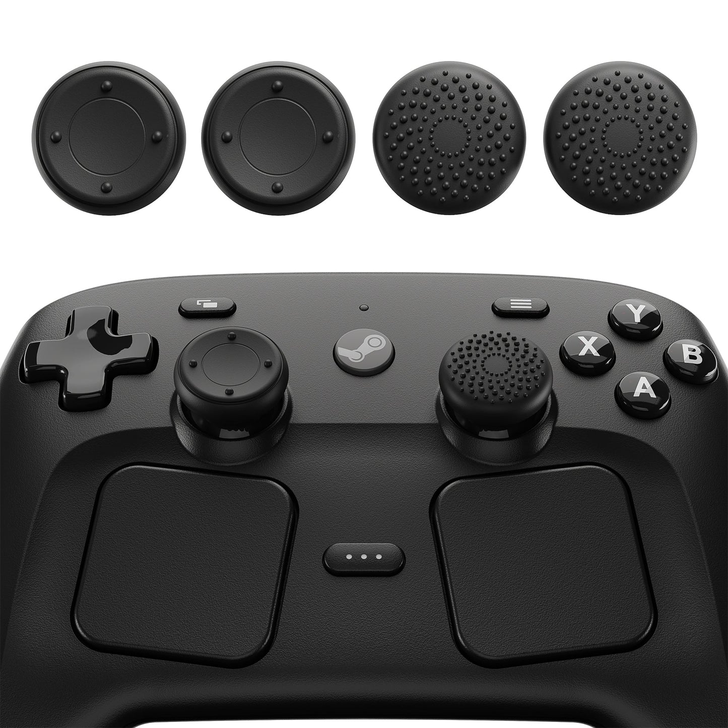 PlayVital Raised Dots & Studded Design 4-Pack Thumb Grips for Steam Controller 2 (2026), Anti-Slip Textured Grip Caps - Black PlayVital