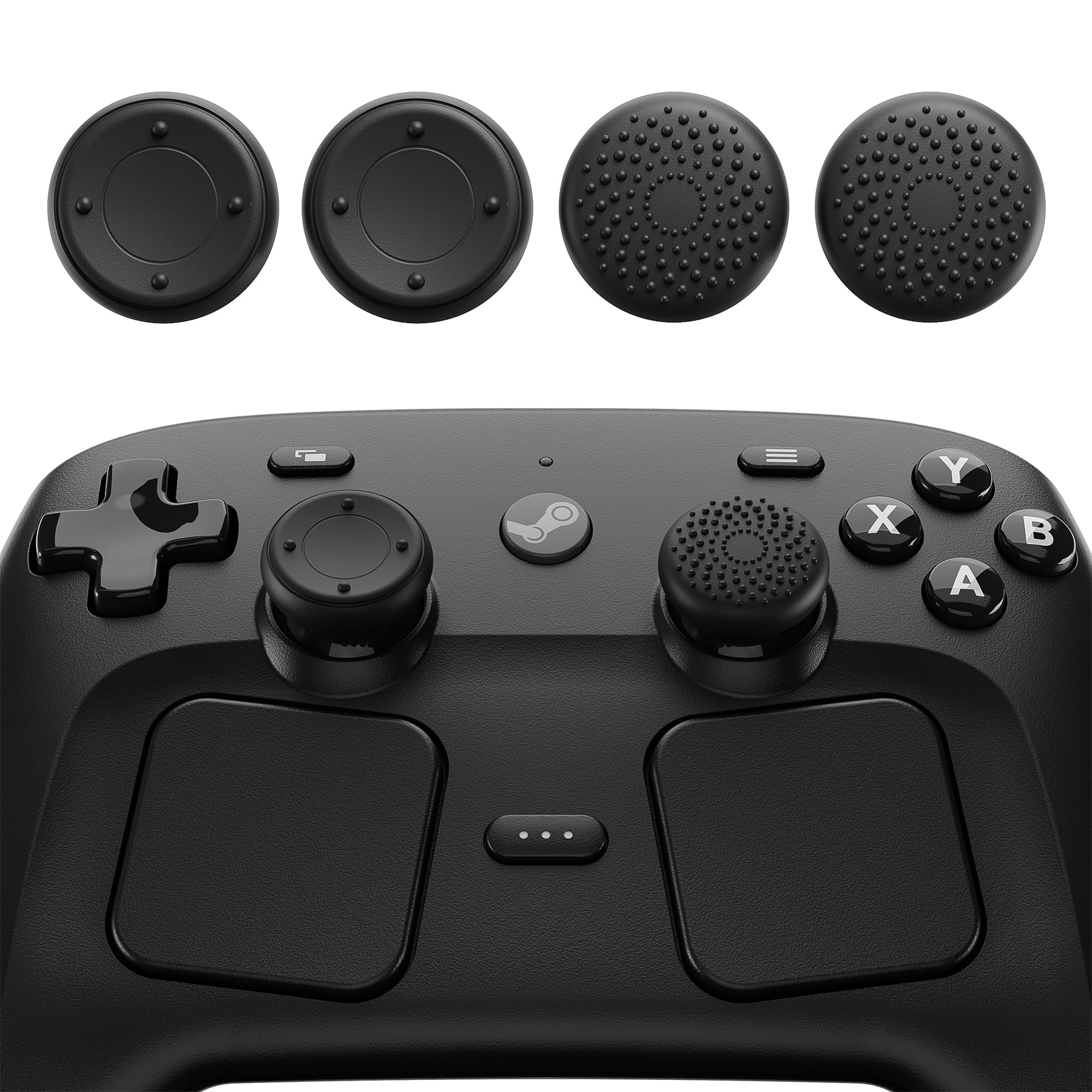 PlayVital Raised Dots & Studded Design 4-Pack Thumb Grips for Steam Controller 2 (2026), Anti-Slip Textured Grip Caps - Black PlayVital