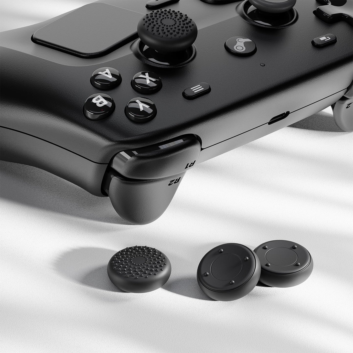 PlayVital Raised Dots & Studded Design 4-Pack Thumb Grips for Steam Controller 2 (2026), Anti-Slip Textured Grip Caps - Black PlayVital
