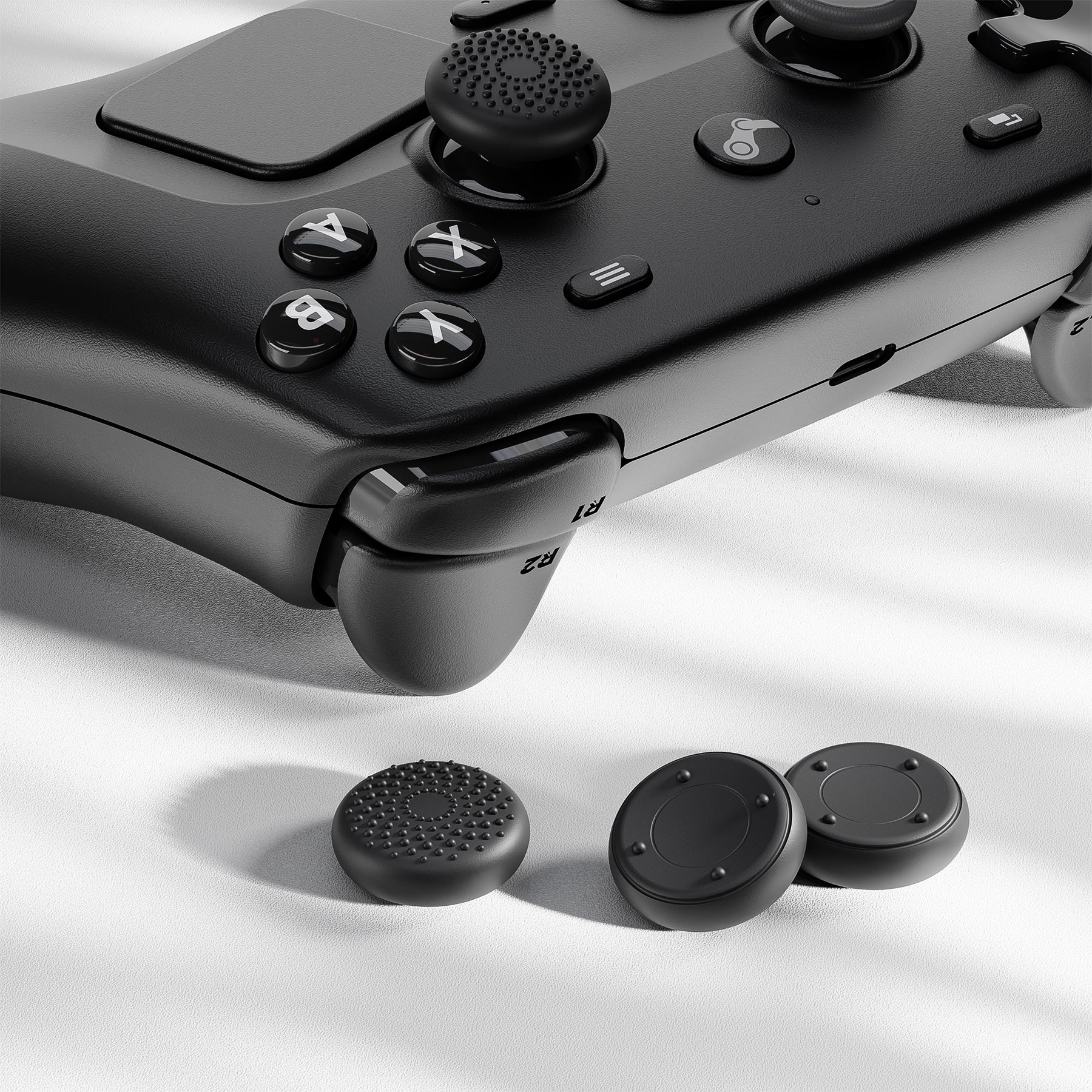PlayVital Raised Dots & Studded Design 4-Pack Thumb Grips for Steam Controller 2 (2026), Anti-Slip Textured Grip Caps - Black PlayVital
