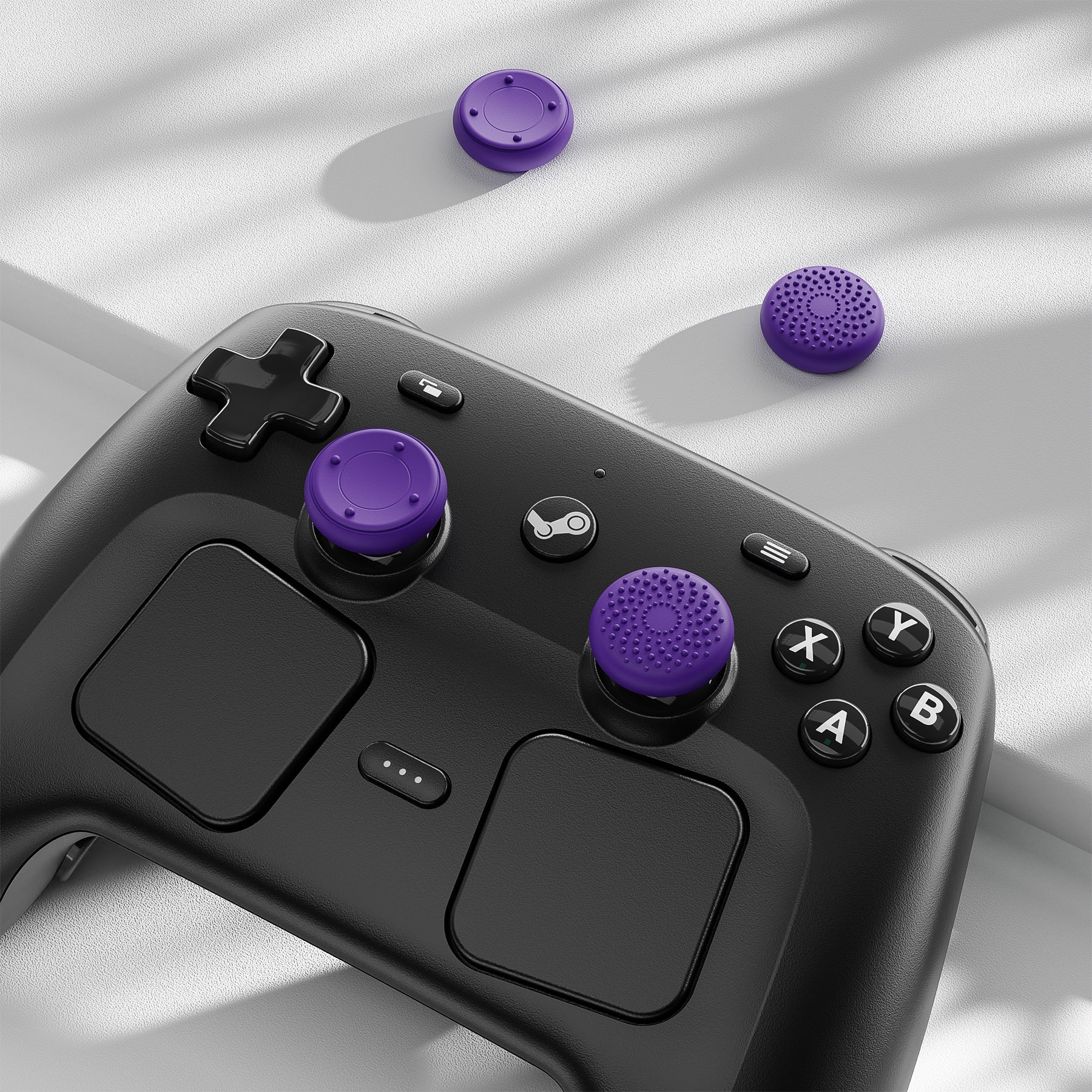 PlayVital Raised Dots & Studded Design 4-Pack Thumb Grips for Steam Controller 2 (2026), Anti-Slip Textured Grip Caps - Purple PlayVital