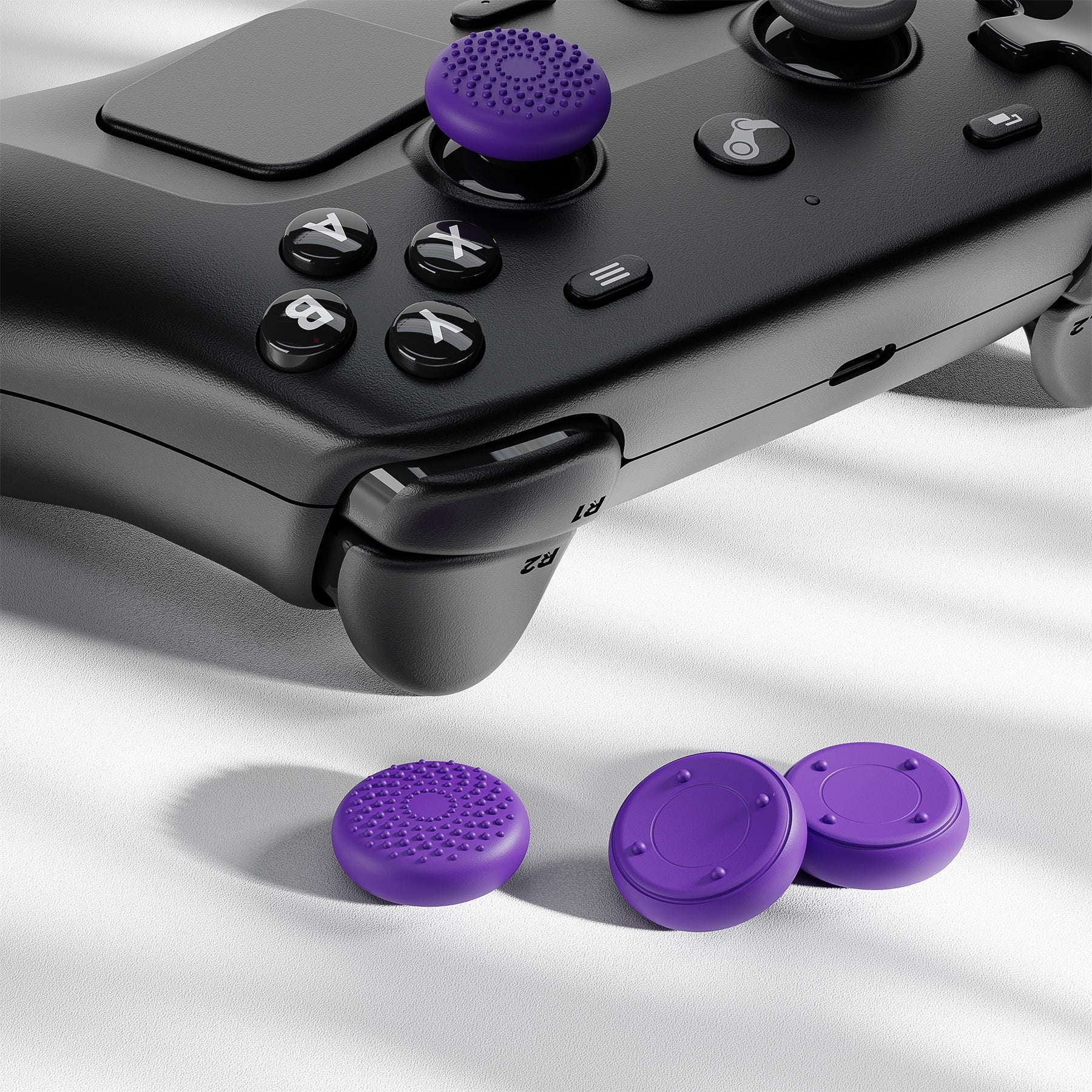 PlayVital Raised Dots & Studded Design 4-Pack Thumb Grips for Steam Controller 2 (2026), Anti-Slip Textured Grip Caps - Purple PlayVital