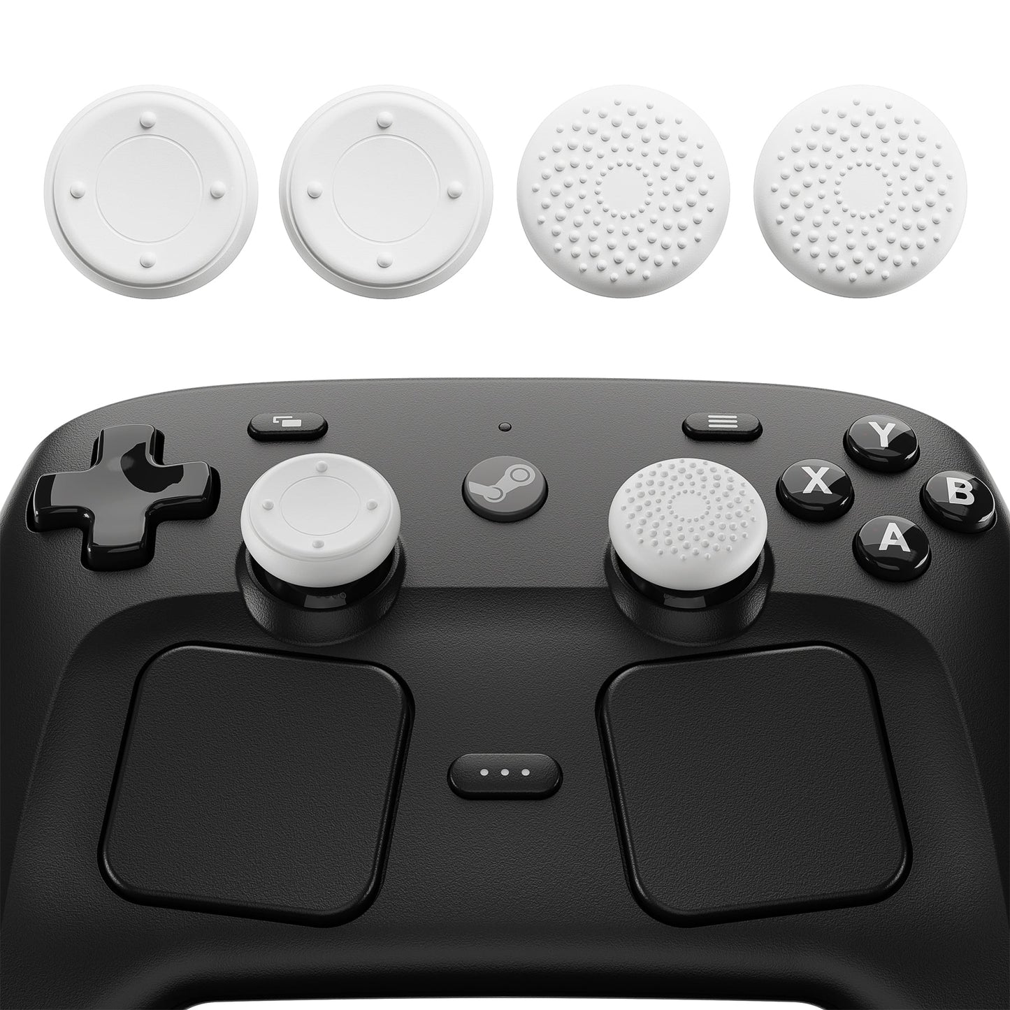 PlayVital Raised Dots & Studded Design 4-Pack Thumb Grips for Steam Controller 2 (2026), Anti-Slip Textured Grip Caps - White PlayVital