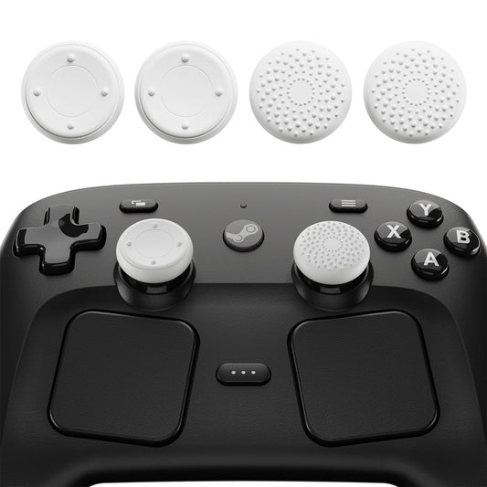 PlayVital Raised Dots & Studded Design 4-Pack Thumb Grips for Steam Controller 2 (2026), Anti-Slip Textured Grip Caps - White PlayVital