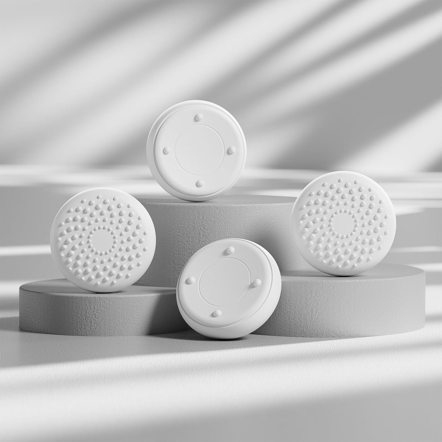 PlayVital Raised Dots & Studded Design 4-Pack Thumb Grips for Steam Controller 2 (2026), Anti-Slip Textured Grip Caps - White PlayVital
