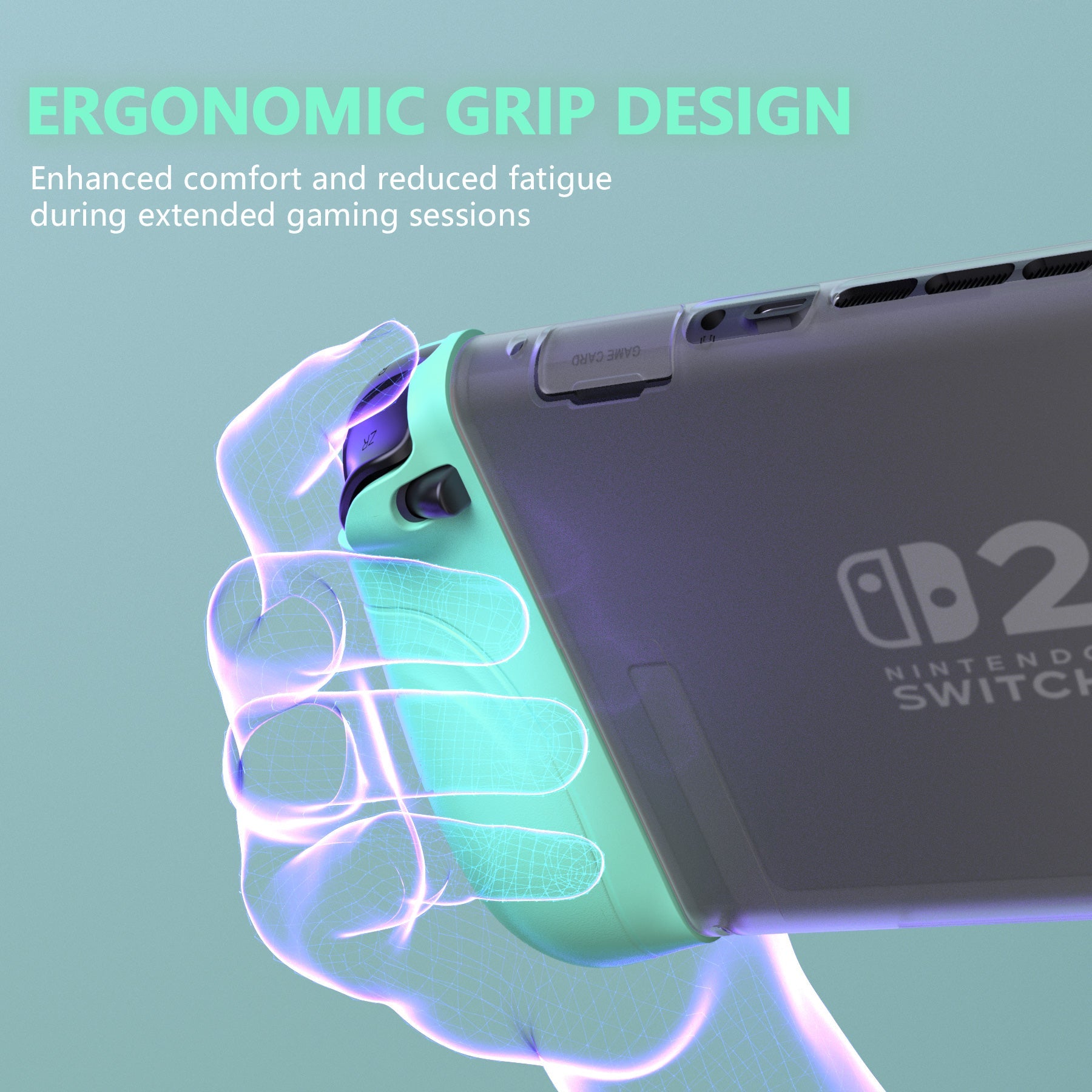 PlayVital Ranger Silicone Grip with Hard Console Cover for Nintendo Switch 2, Protective Case with Folding Stand & Thumb Grips Caps for Nintendo Switch 2 (2025) - Soft Violet & Mint Green PlayVital