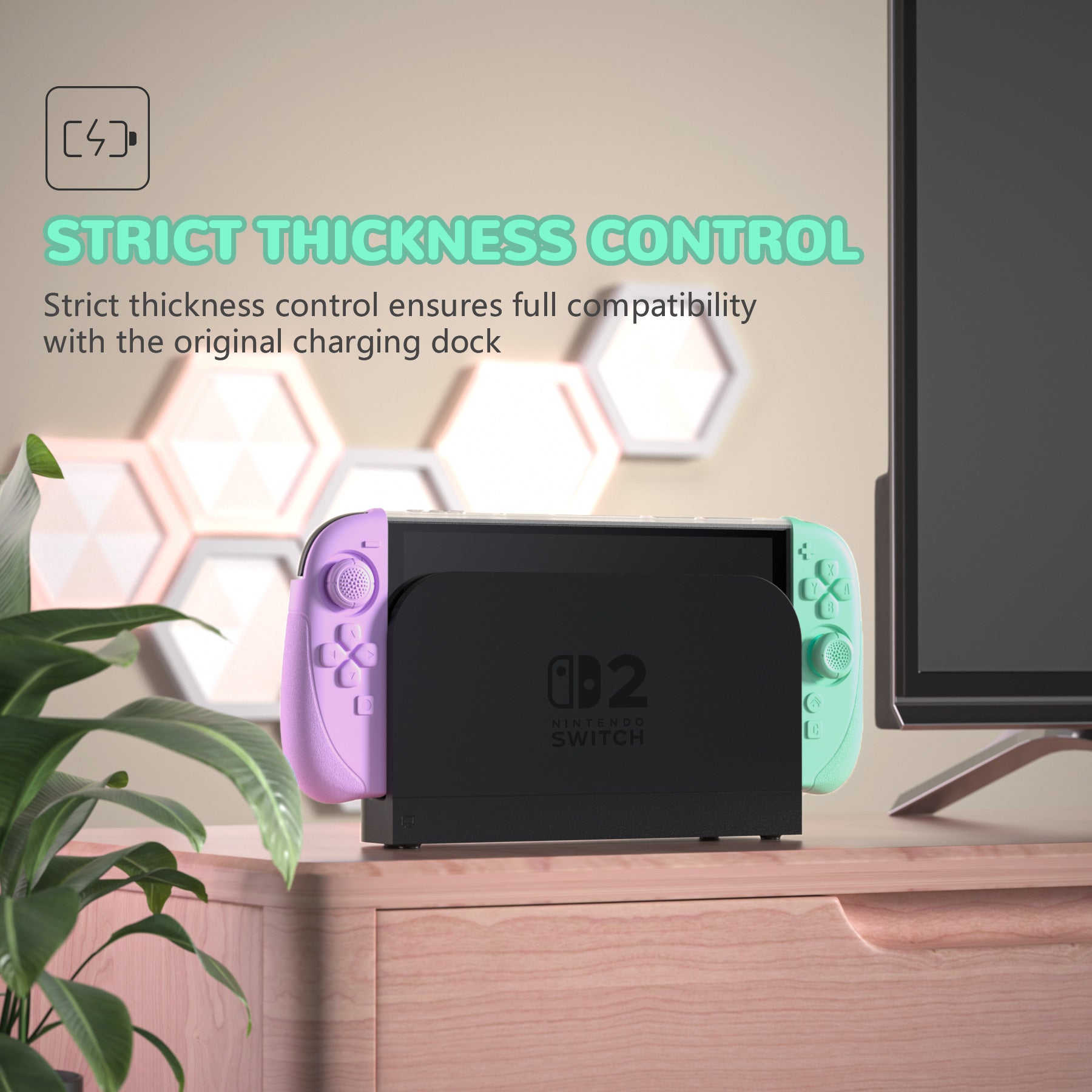 PlayVital Ranger Silicone Grip with Hard Console Cover for Nintendo Switch 2, Protective Case with Folding Stand & Thumb Grips Caps for Nintendo Switch 2 (2025) - Soft Violet & Mint Green PlayVital