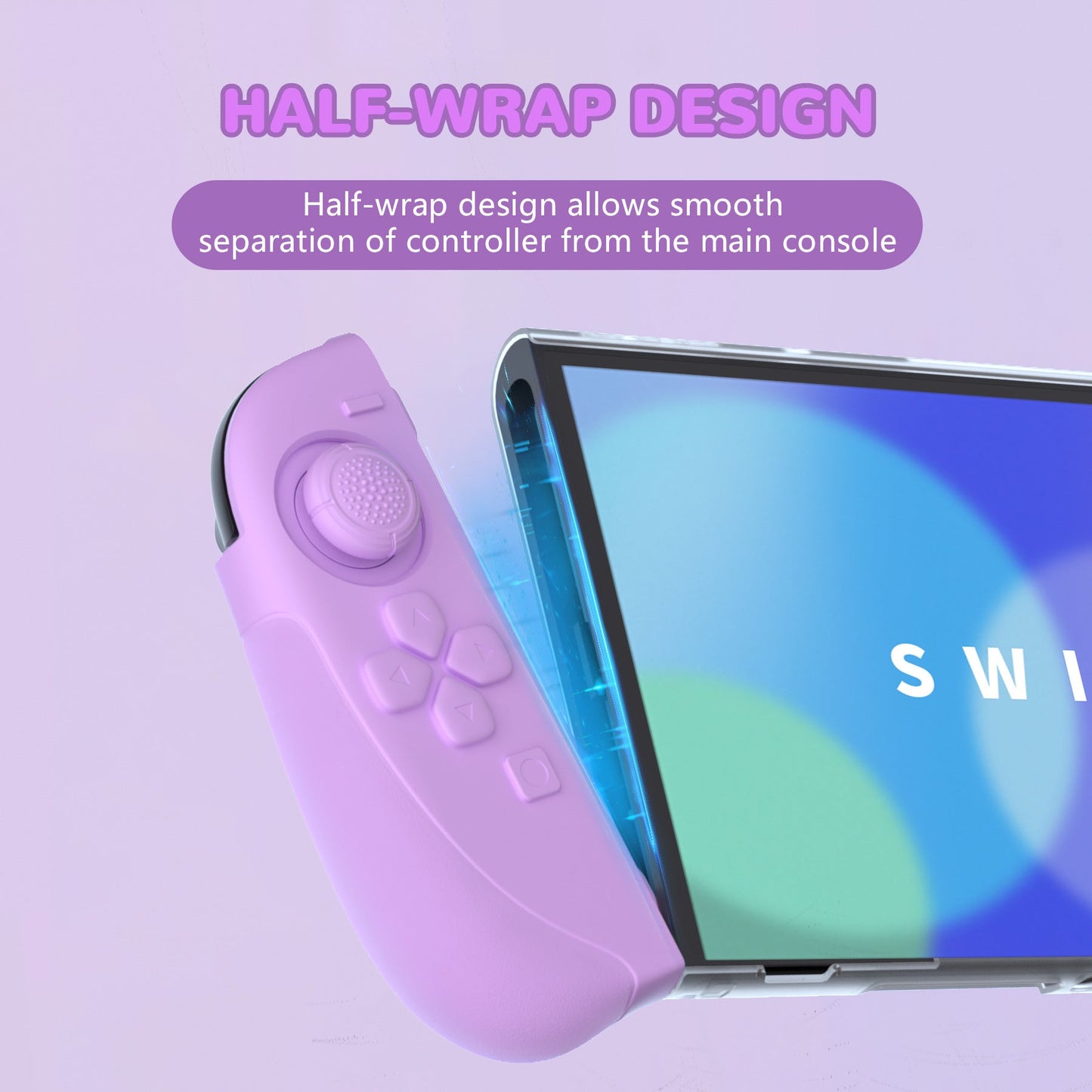 PlayVital Ranger Silicone Grip with Hard Console Cover for Nintendo Switch 2, Protective Case with Folding Stand & Thumb Grips Caps for Nintendo Switch 2 (2025) - Soft Violet & Mint Green PlayVital