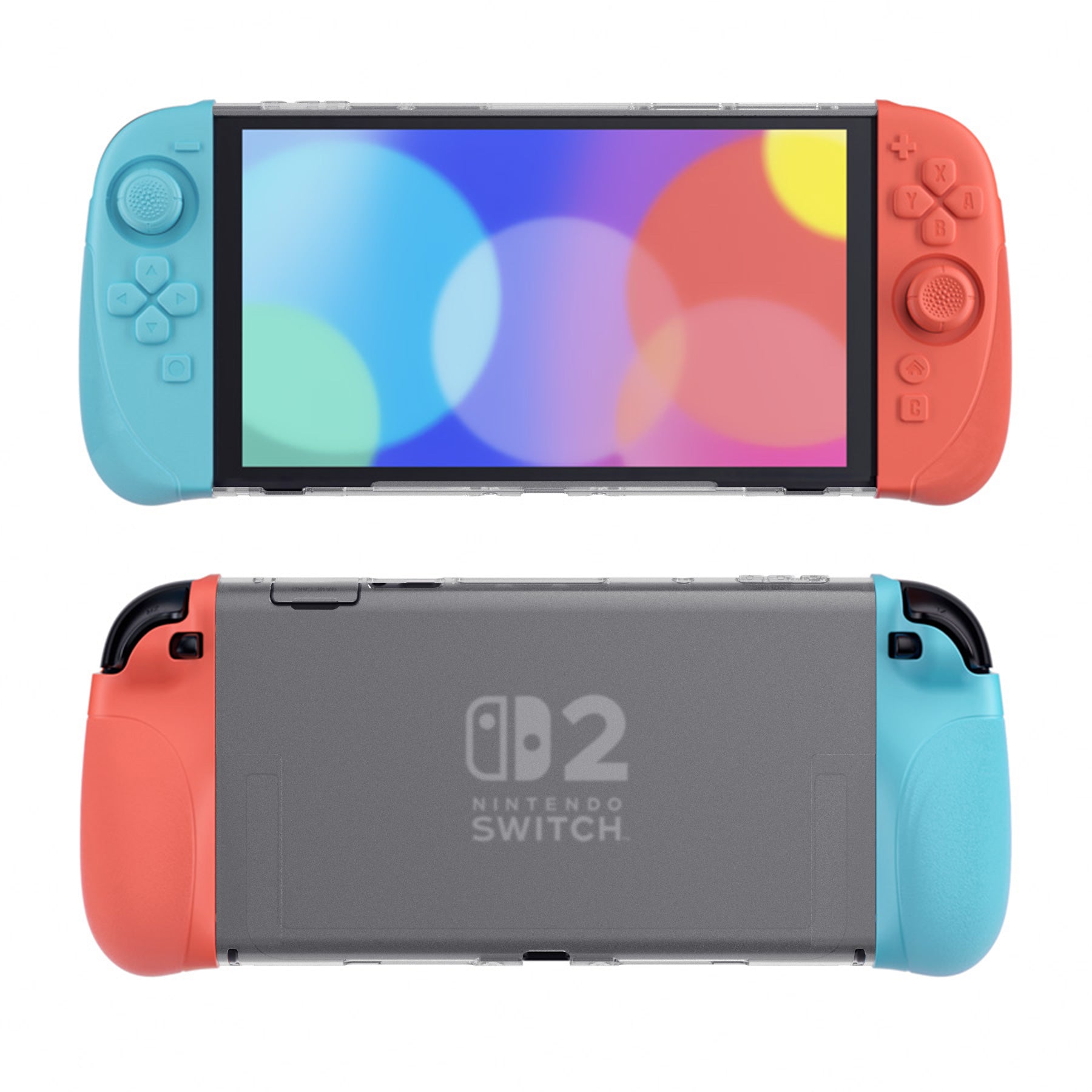 PlayVital Ranger Silicone Grip with Hard Console Cover for Nintendo Switch 2, Protective Case with Folding Stand & Thumb Grips Caps for Nintendo Switch 2 (2025) - Blue & Orange PlayVital