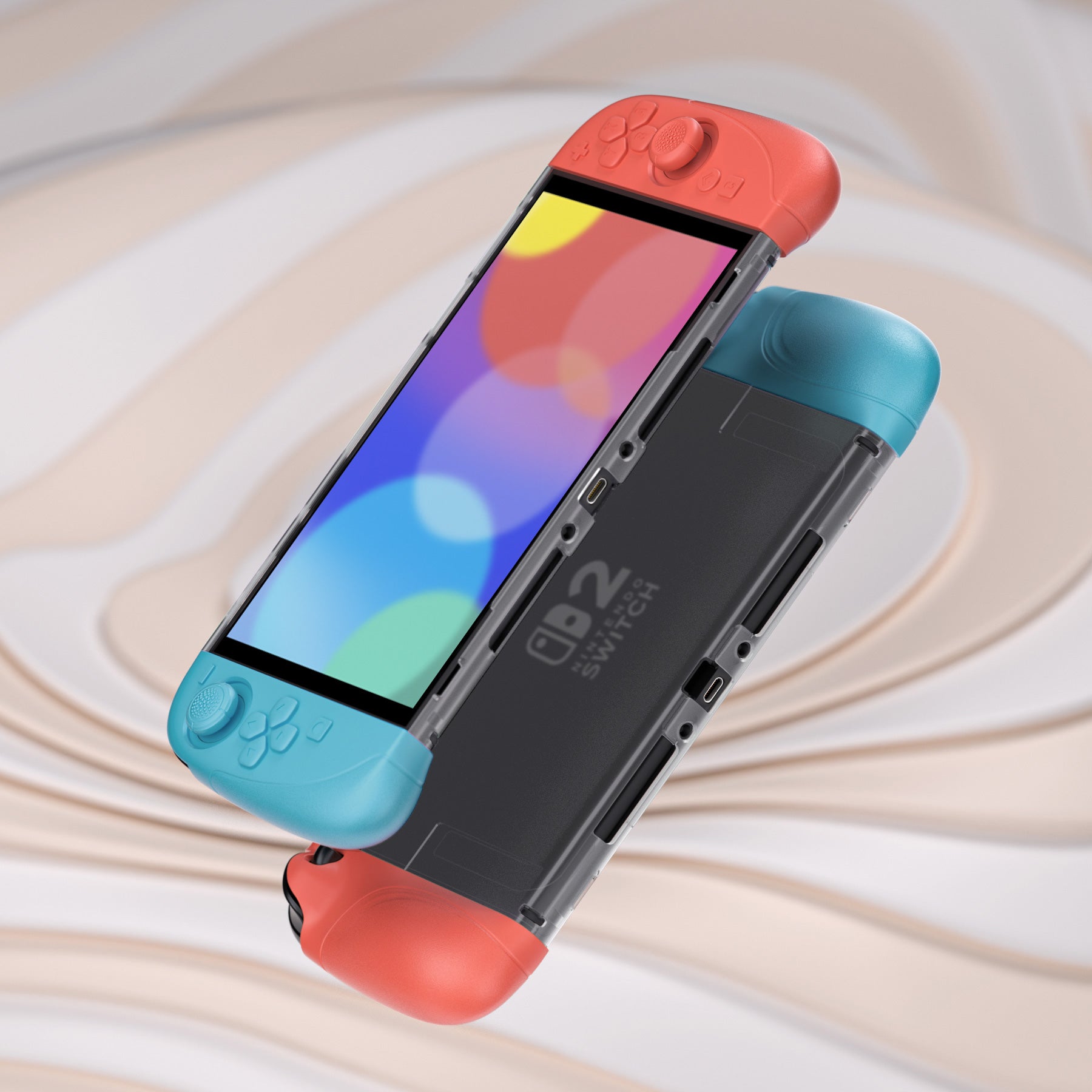 PlayVital Ranger Silicone Grip with Hard Console Cover for Nintendo Switch 2, Protective Case with Folding Stand & Thumb Grips Caps for Nintendo Switch 2 (2025) - Blue & Orange PlayVital