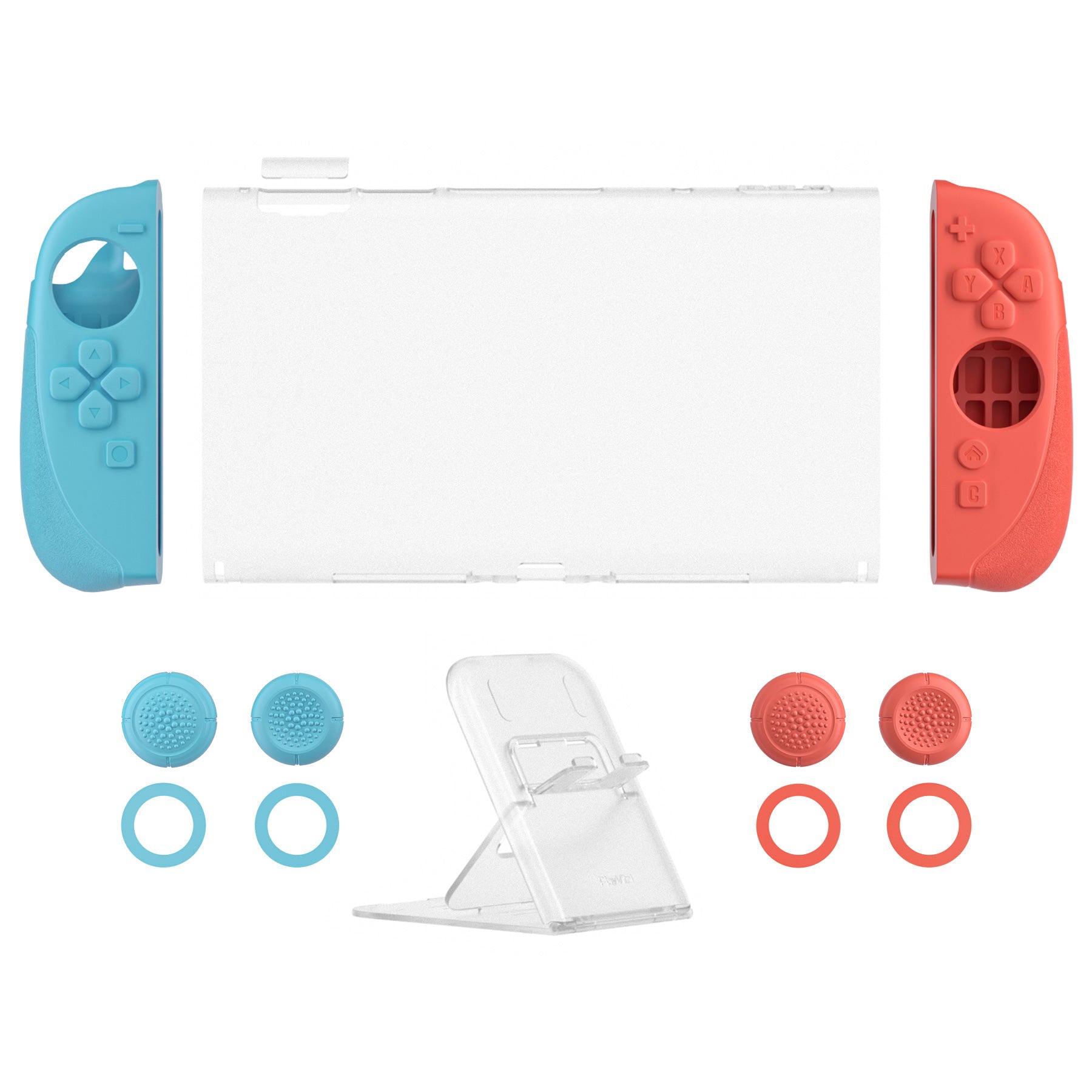 PlayVital Ranger Silicone Grip with Hard Console Cover for Nintendo Switch 2, Protective Case with Folding Stand & Thumb Grips Caps for Nintendo Switch 2 (2025) - Blue & Orange PlayVital