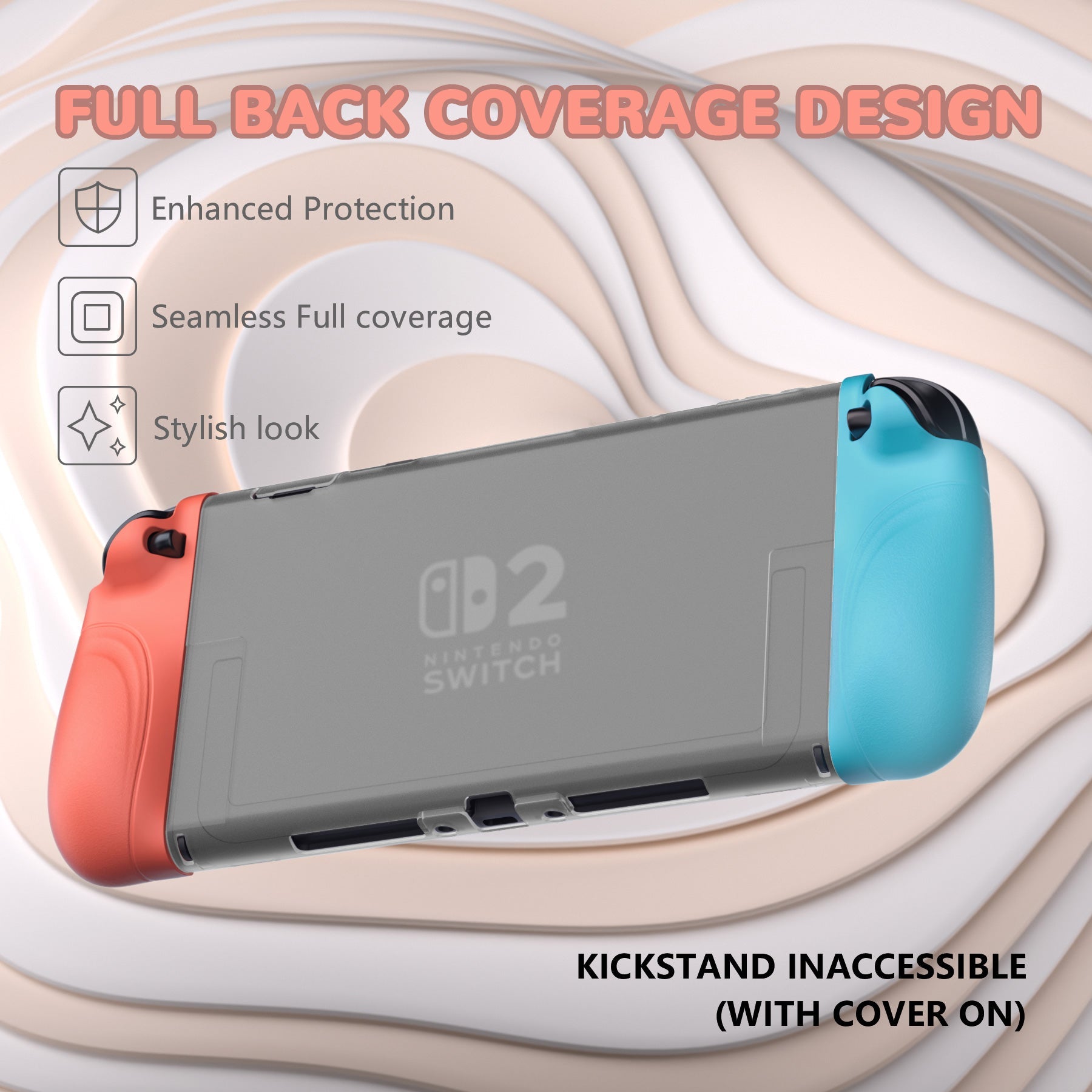 PlayVital Ranger Silicone Grip with Hard Console Cover for Nintendo Switch 2, Protective Case with Folding Stand & Thumb Grips Caps for Nintendo Switch 2 (2025) - Blue & Orange PlayVital