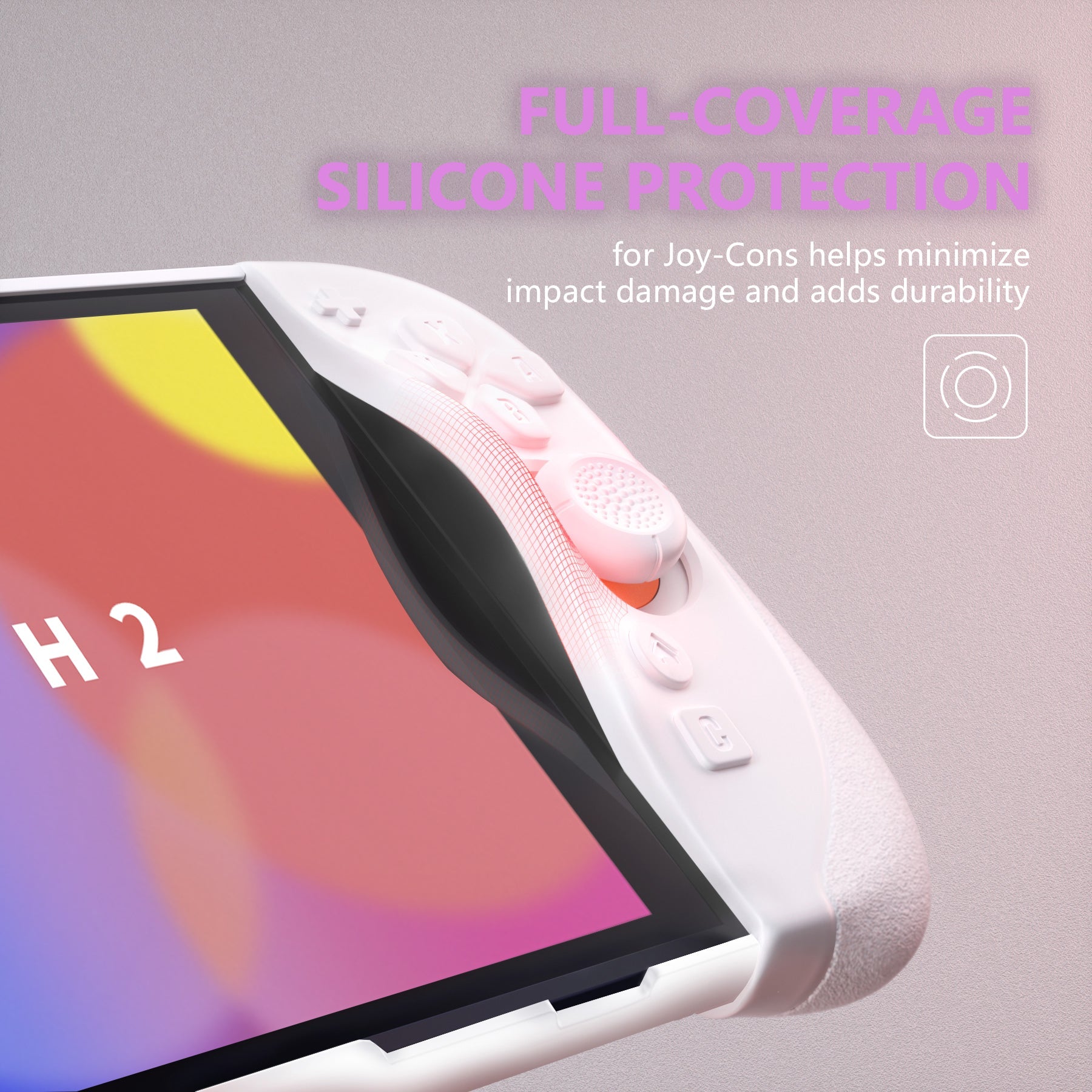 PlayVital Ranger Silicone Grip with Hard Console Cover for Nintendo Switch 2, Protective Case with Folding Stand & Thumb Grips Caps for Nintendo Switch 2 (2025) - White PlayVital