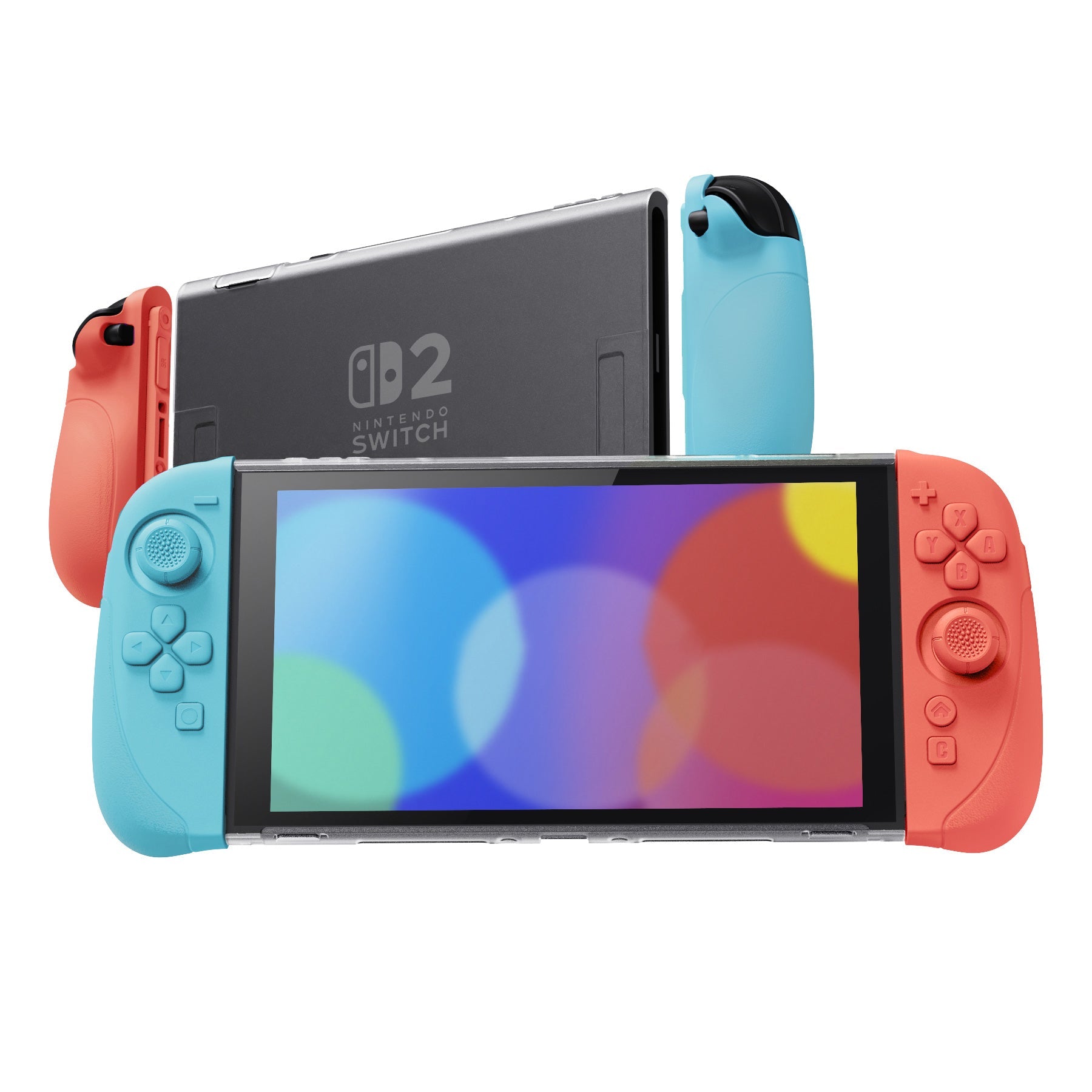 PlayVital Ranger Silicone Grip with Hard Console Cover for Nintendo Switch 2, Protective Case with Folding Stand & Thumb Grips Caps for for Nintendo Switch 2 (2025) - Clear White PlayVital