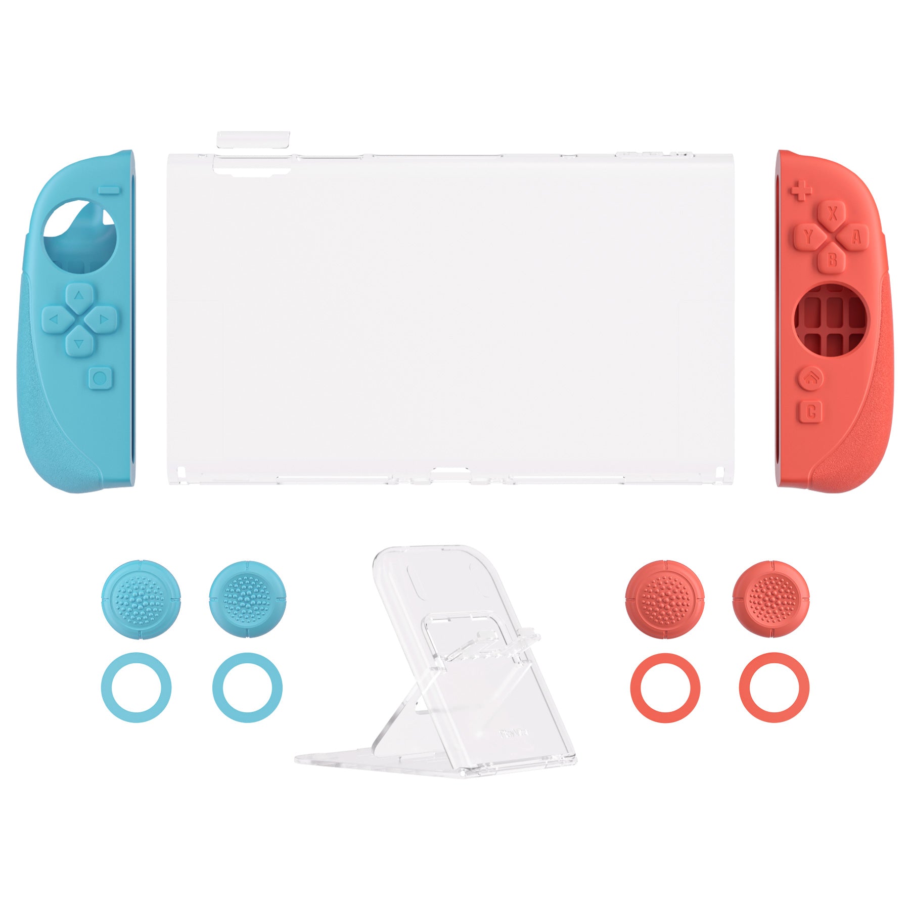 PlayVital Ranger Silicone Grip with Hard Console Cover for Nintendo Switch 2, Protective Case with Folding Stand & Thumb Grips Caps for for Nintendo Switch 2 (2025) - Clear White PlayVital