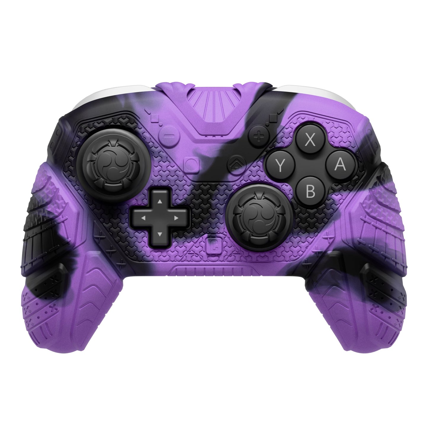 PlayVital Samurai Armor Edition Silicone Case for Switch 2 Pro Controller, for Nintendo Switch 2 Pro Controller Shockproof Skin Cover with Back Button Caps & Thumb Grip & Sticker - Purple & Black PlayVital