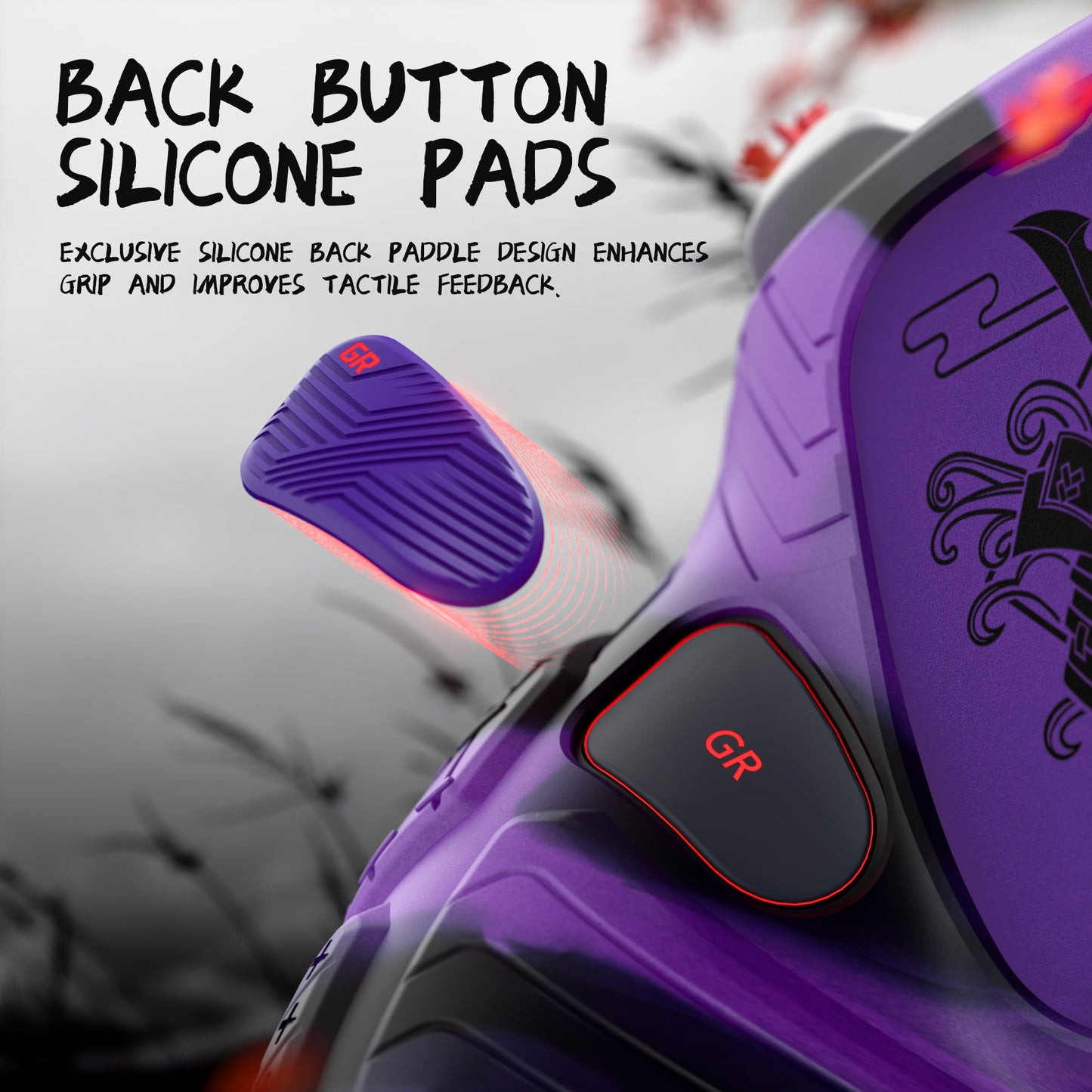 PlayVital Samurai Armor Edition Silicone Case for Switch 2 Pro Controller, for Nintendo Switch 2 Pro Controller Shockproof Skin Cover with Back Button Caps & Thumb Grip & Sticker - Purple & Black PlayVital