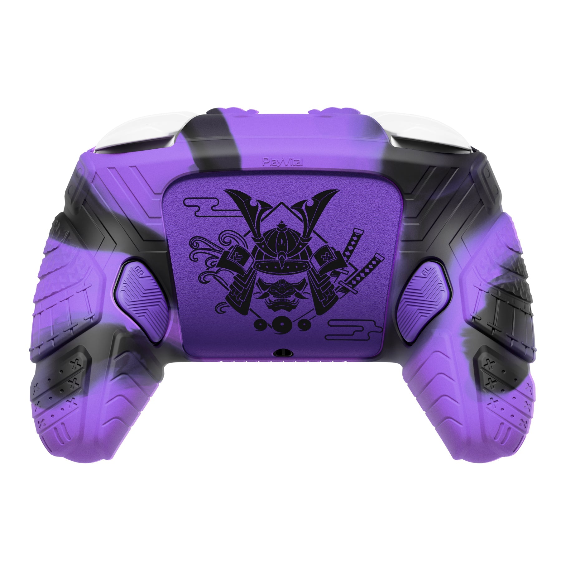 PlayVital Samurai Armor Edition Silicone Case for Switch 2 Pro Controller, for Nintendo Switch 2 Pro Controller Shockproof Skin Cover with Back Button Caps & Thumb Grip & Sticker - Purple & Black PlayVital