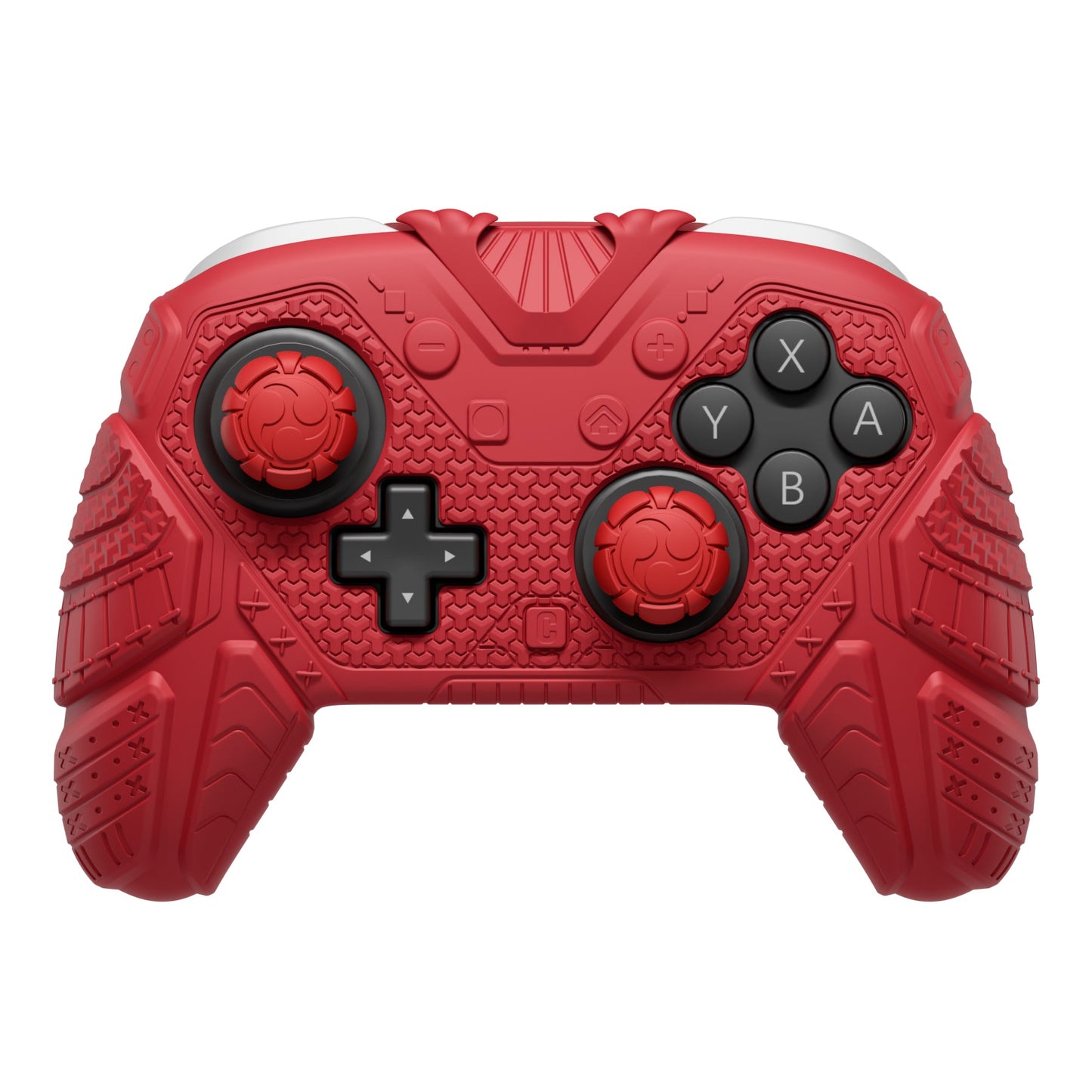 PlayVital Samurai Armor Edition Silicone Case for Switch 2 Pro Controller, for Nintendo Switch 2 Pro Controller Shockproof Skin Cover with Back Button Caps & Thumb Grip & Sticker - Red PlayVital
