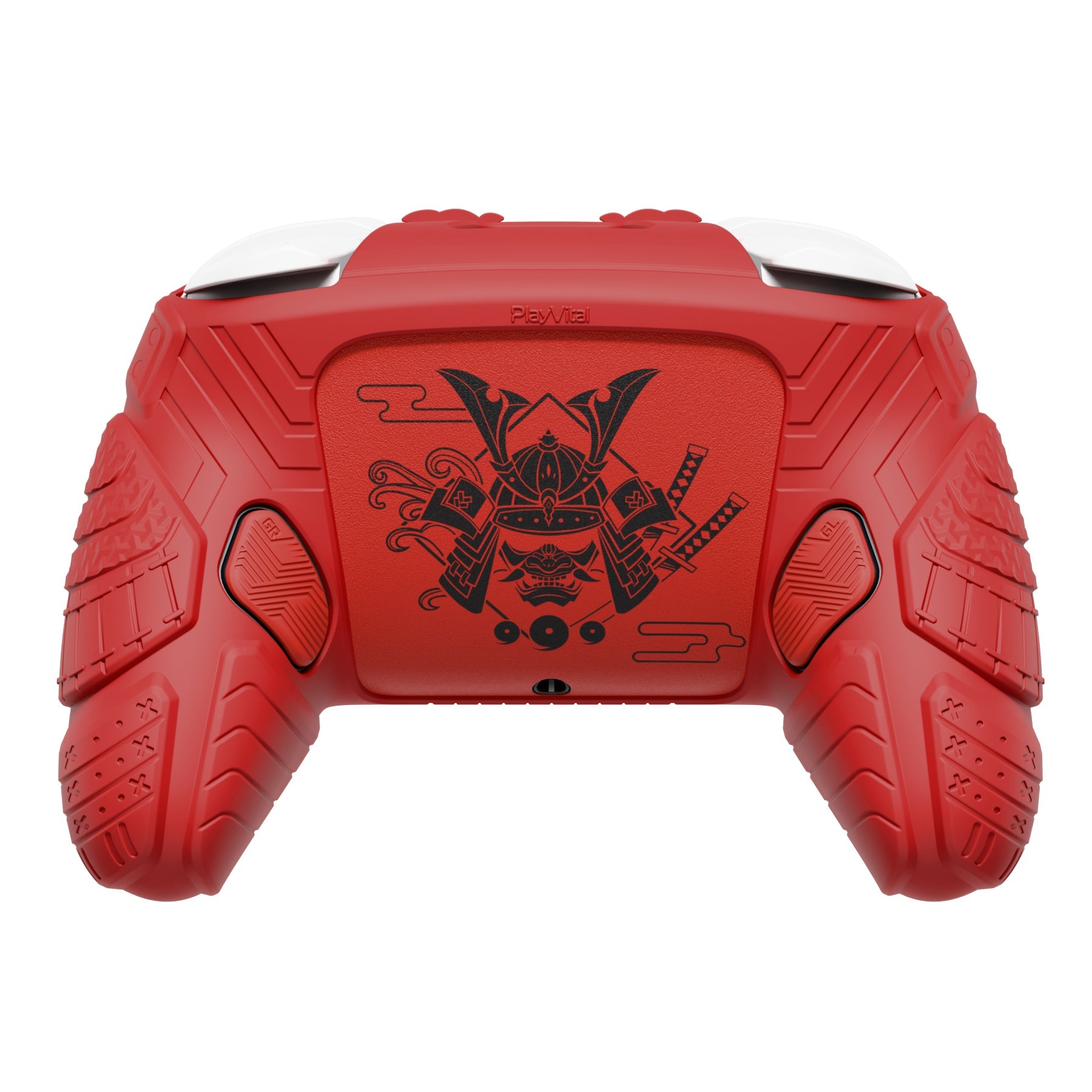 PlayVital Samurai Armor Edition Silicone Case for Switch 2 Pro Controller, for Nintendo Switch 2 Pro Controller Shockproof Skin Cover with Back Button Caps & Thumb Grip & Sticker - Red PlayVital
